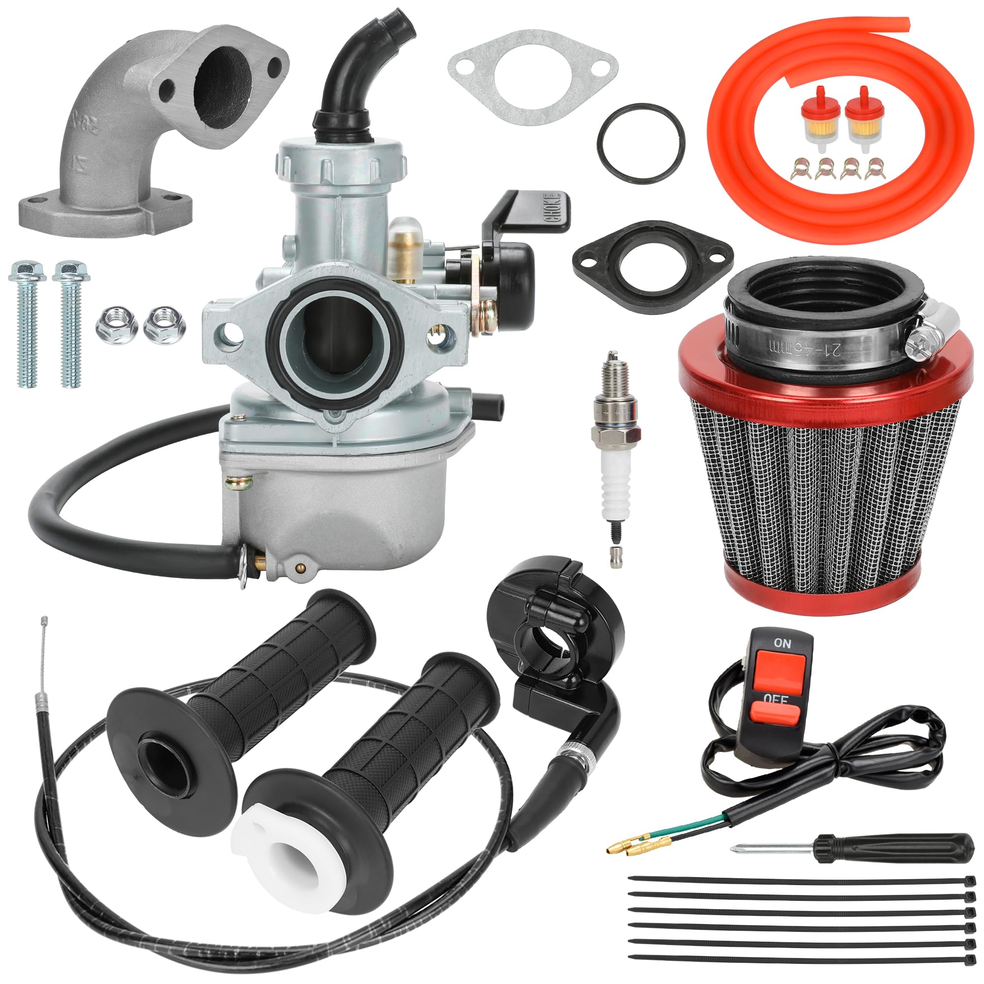 YOXUFA PZ22 Carburetor 22mm Carb 38mm Air Filter Throttle Cable Grip Kit for 110cc 125cc ATV Pit Dirt Bike Coolster Mountopz SSR