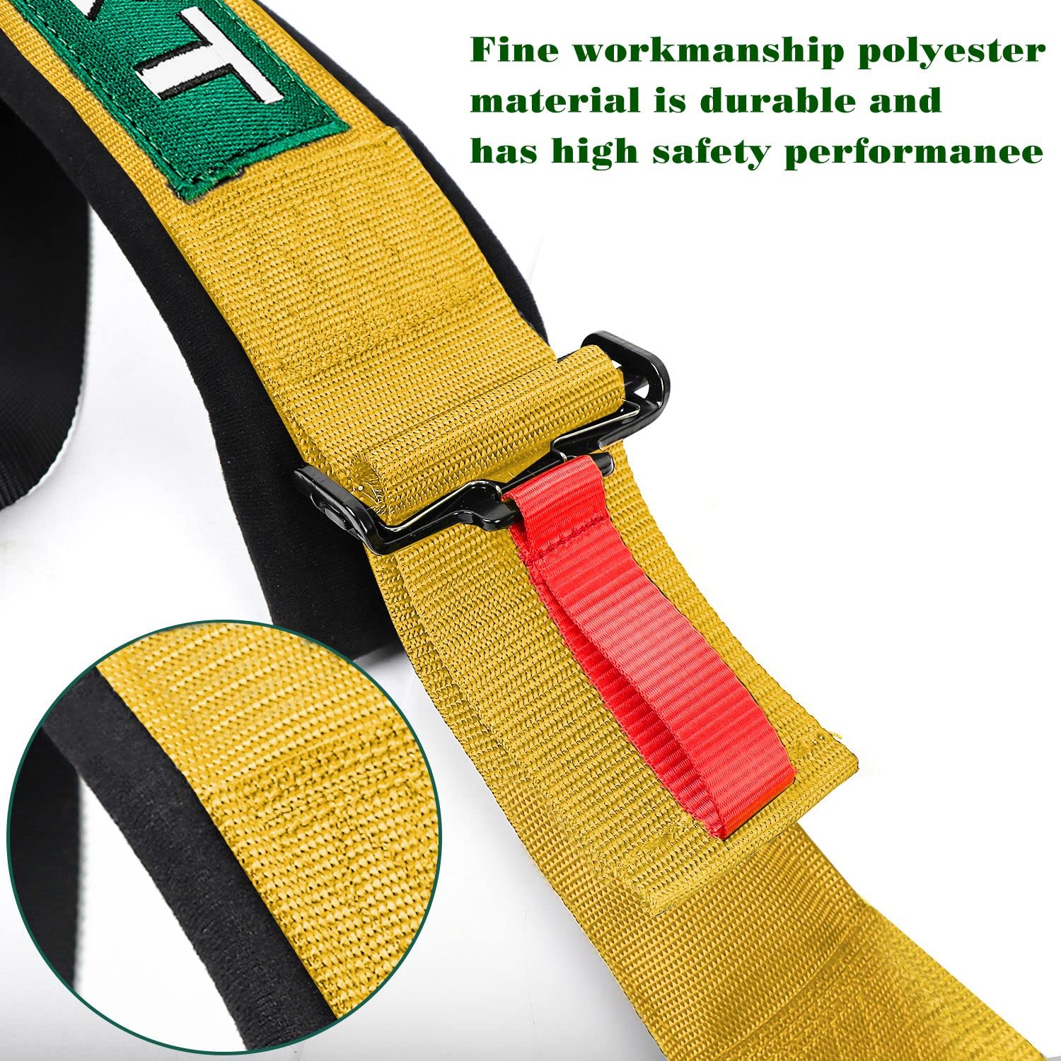 DING.PAI 5 Point Racing Harness SFI Certified, 3 Inch Shoulder Pad, Quick Release Cam Lock, Yellow, Model JJB03Yellow