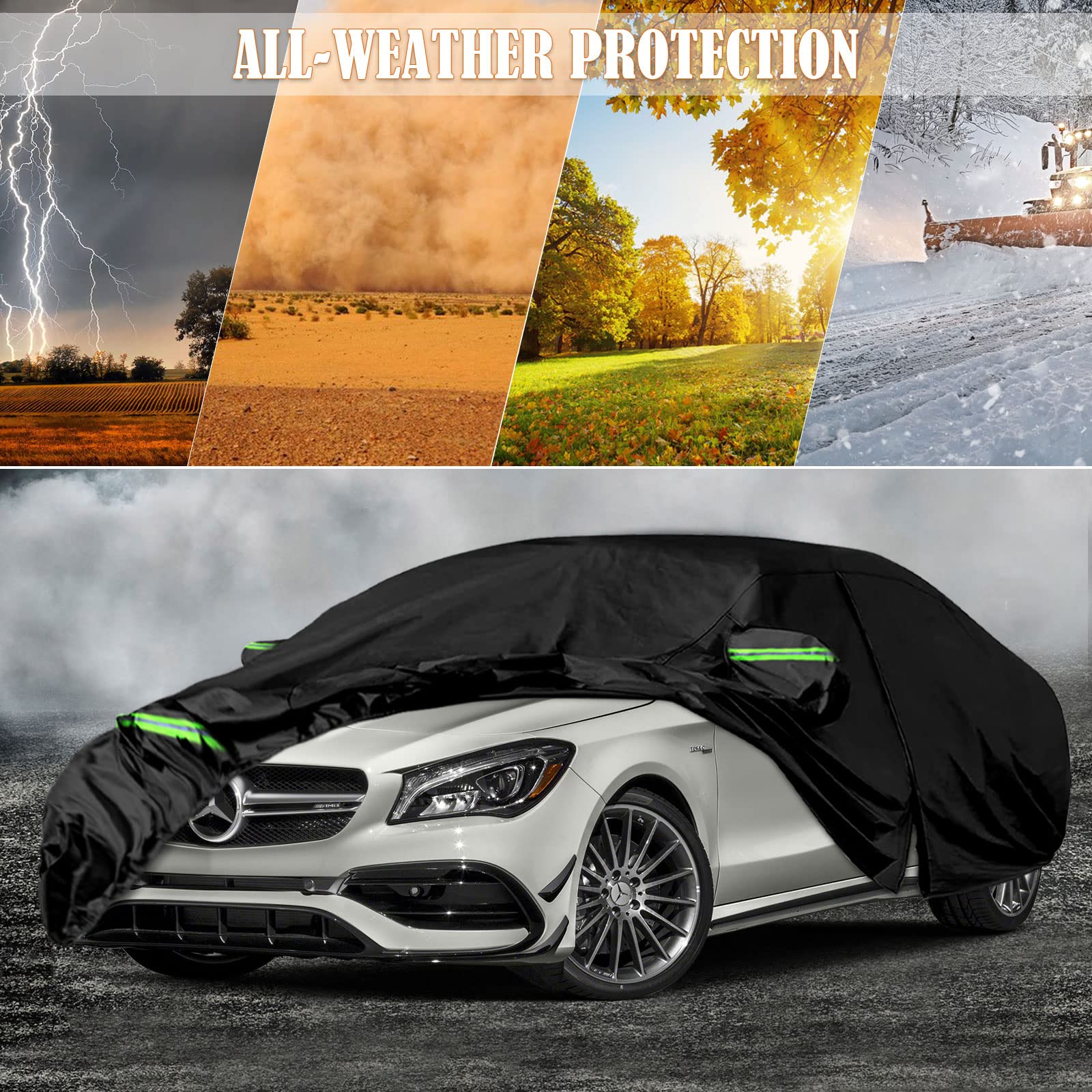 Waterproof Car Covers Replace For 2013-2025 Mercedes-Benz Cla 180 200 220 250, 6 Layers All Weather Car Cover With Zipper Door &