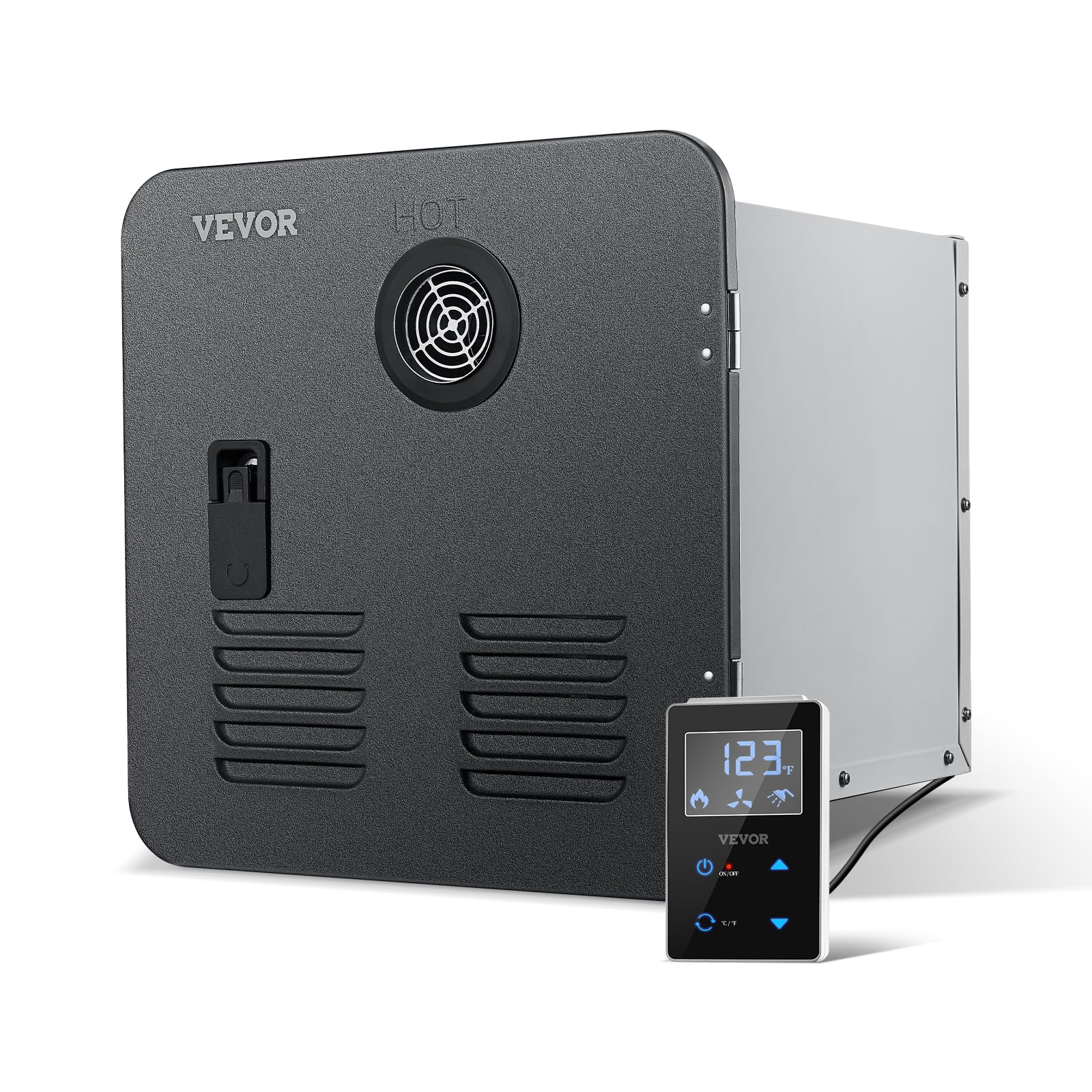 VEVOR RV Tankless Water Heater, Instant Shower with 15 x 15 inches Black Door and Remote Controller, 55000BTU Optimized Comfort 