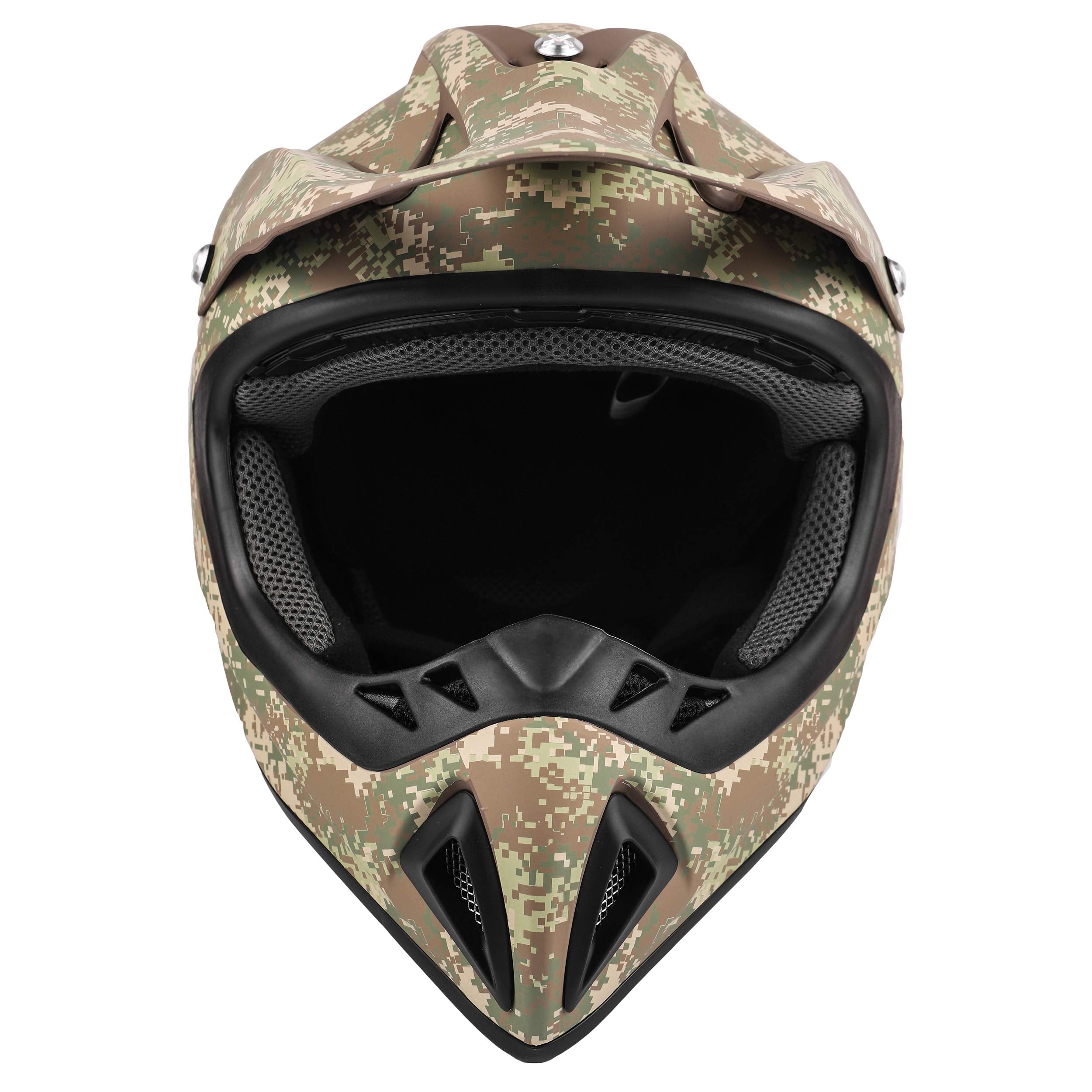 Typhoon Adult Teen Atv Mx Helmet Goggles Gloves Gear Combo Camo W/ Black Goggles & Gloves ( Small )