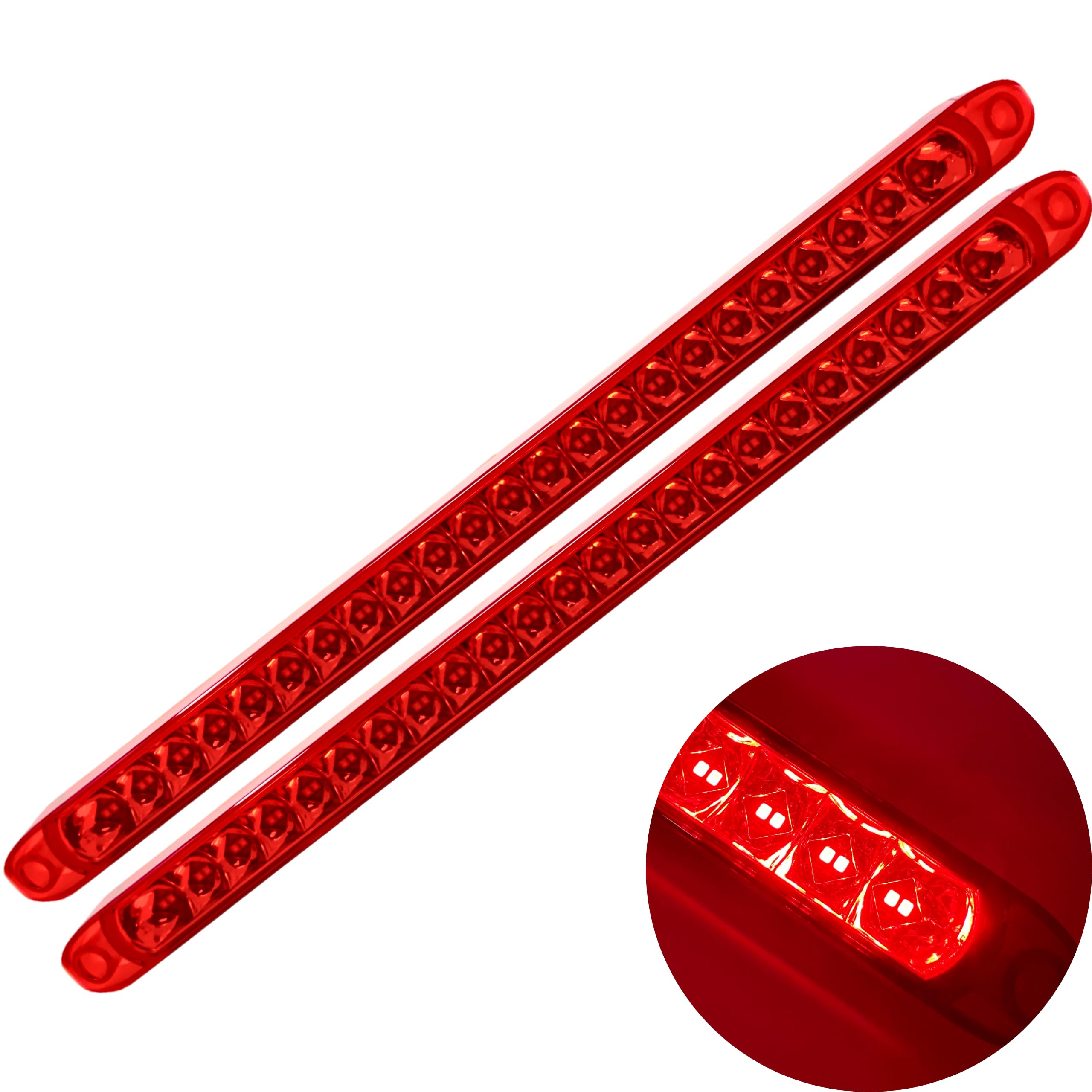 All Star Truck Parts] 2PC Red 17 46 LED Light Bar Stop Turn Tail Third 3rd Brake Light Trailer Center Light Bar Car Truck Cargo 