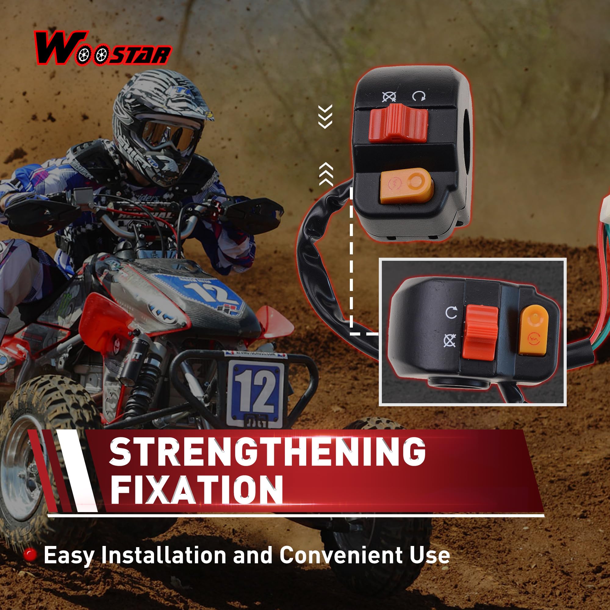 WOOSTAR 7/8'' 22mm Handlebar Right Start Switch Assembly Replacement for Taotao Speedy 50 Pony 50 VIP 50 Jet 50 Powermax 150 50c