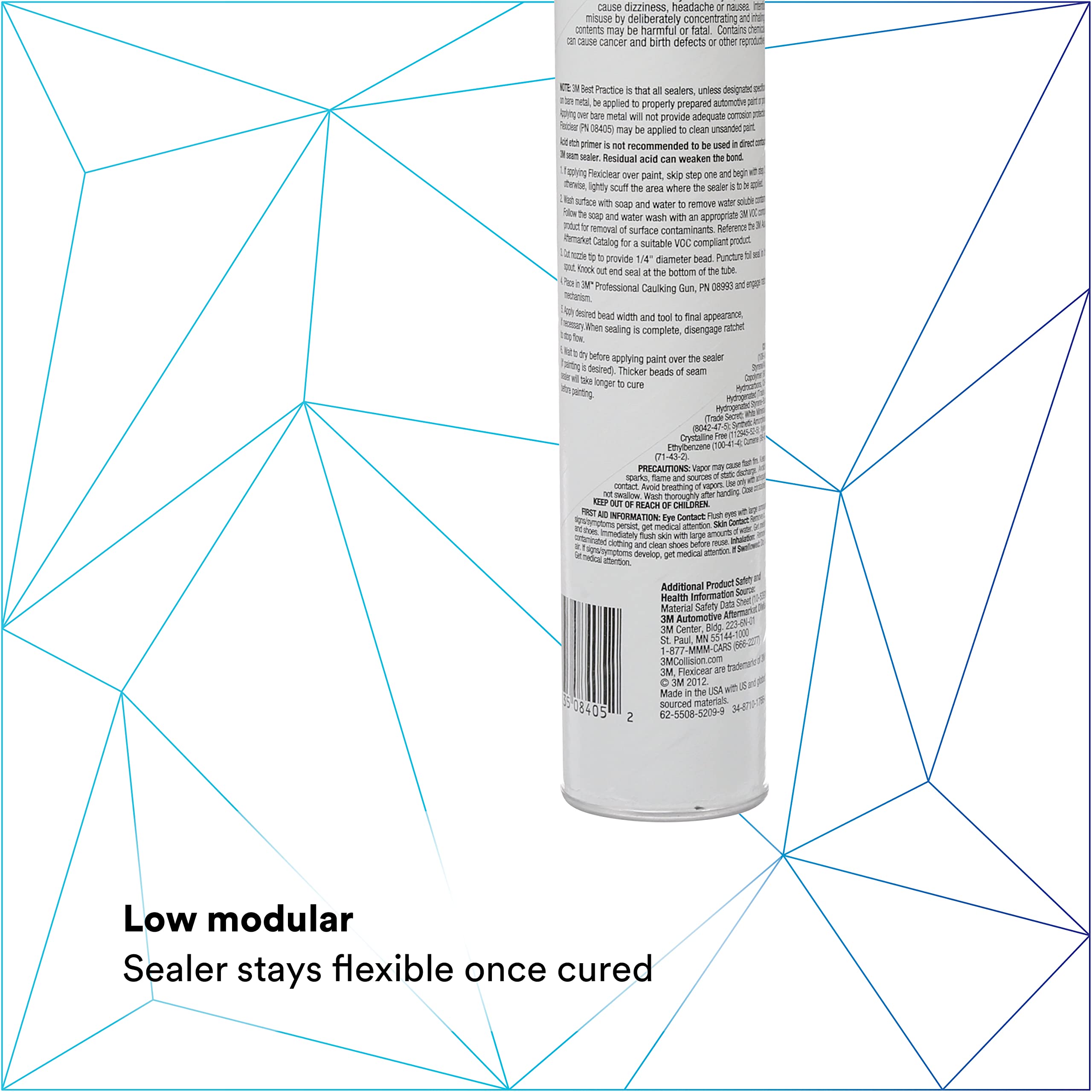 3M Flexiclear Body Seam Sealer, 08405, Medium-Bodied, Low Modular Sealer, 1/10 Gal/10 Fl Oz Cartridge