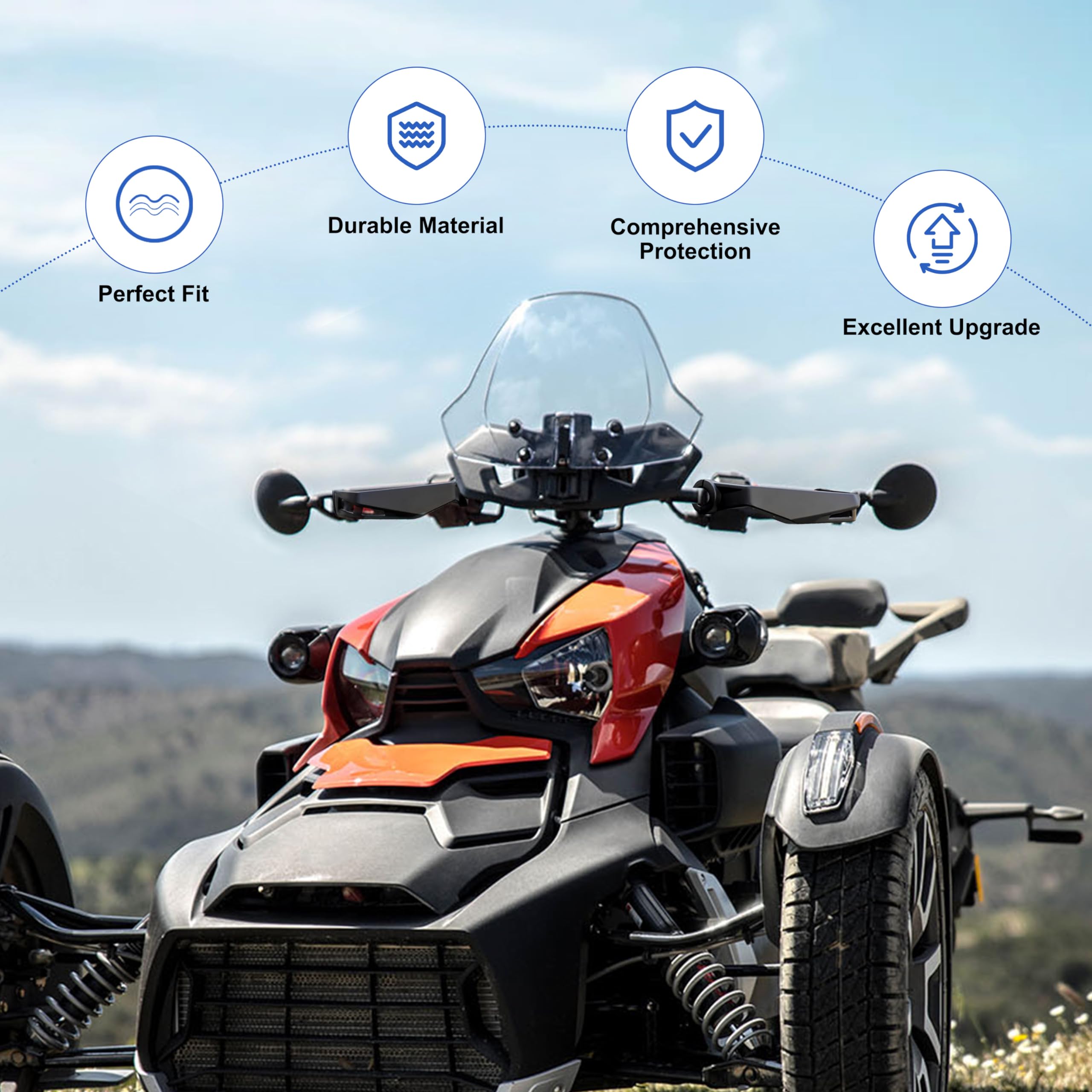 LDETXY Aluminum Handguards for Can Am Ryker, Black Hand Guards Protector Kit for Can-Am Ryker 600 900 Sport & Rally Edition Acce