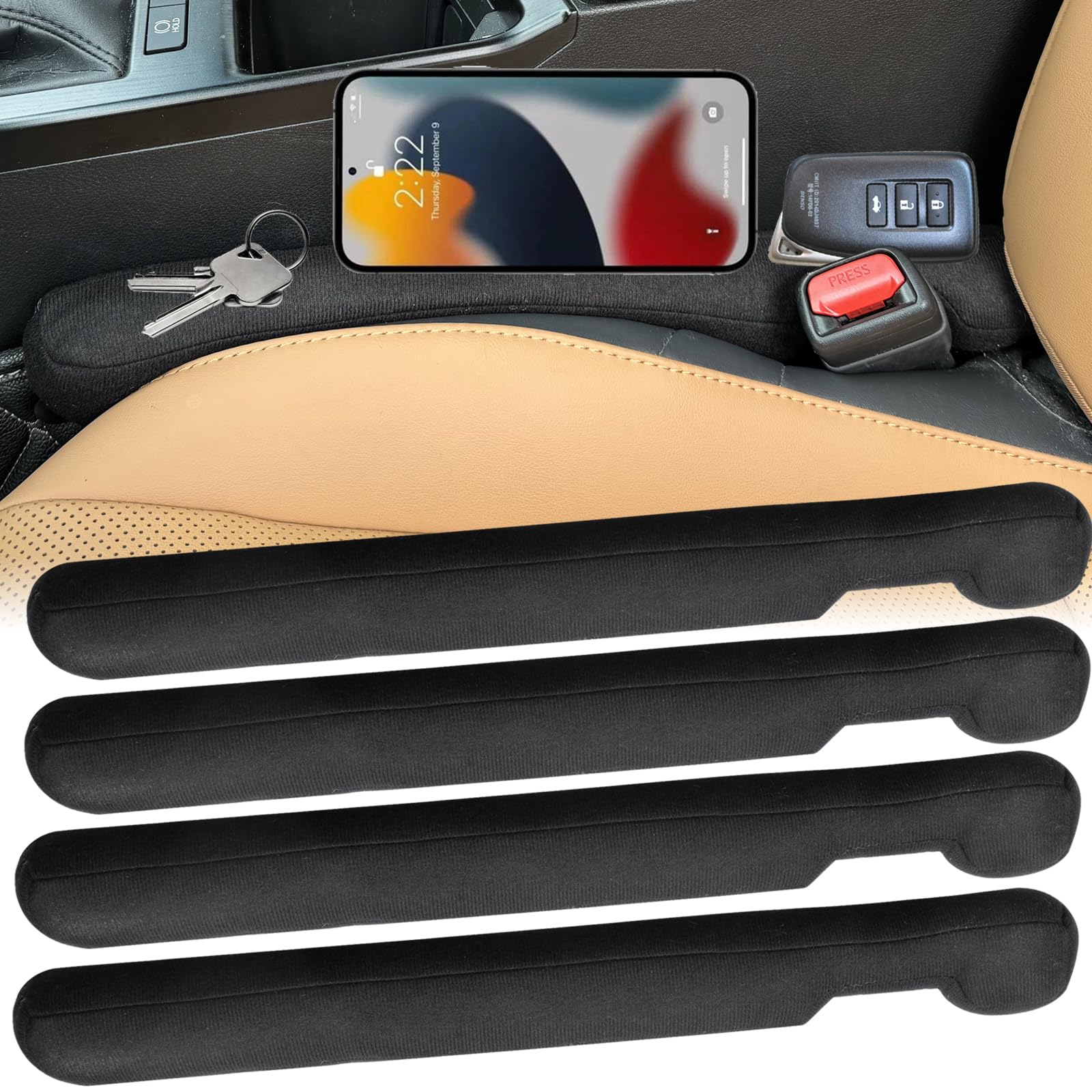 Ylxgt Car Seat Gap Filler Universal For Car Suv Truck Fit Organizer Fill The Gap Between Seat And Console Stop Things From Dropping Black 4Pcs