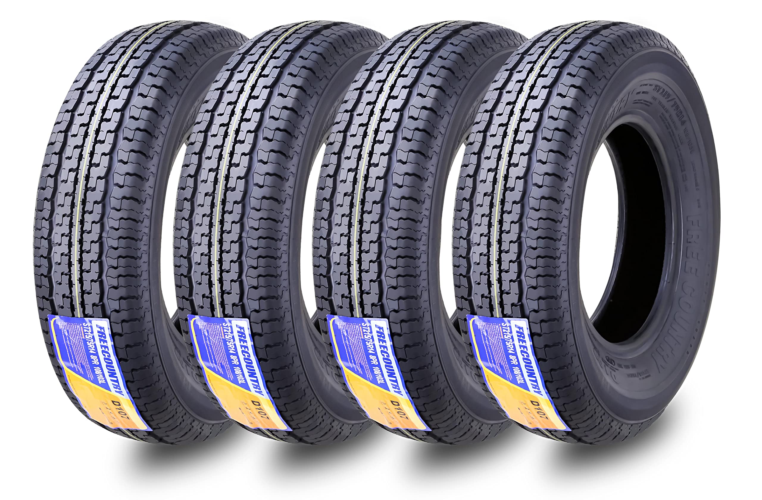 Grand Ride Free Country 4 Trailer Tires St215/75R14 8 Ply Load Range D Radial Steel Belted Radial With Featured Scuff Guard 1113