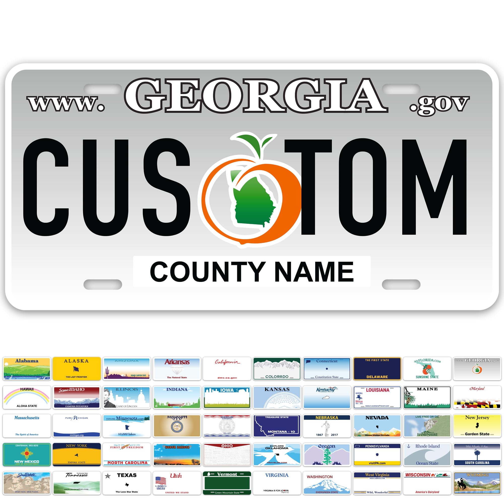 Custom Georgia License Plate, Personalized License Plates For Car, 6X12 Inch, Rust-Free Fade Resistant Aluminum, Usa Made By My