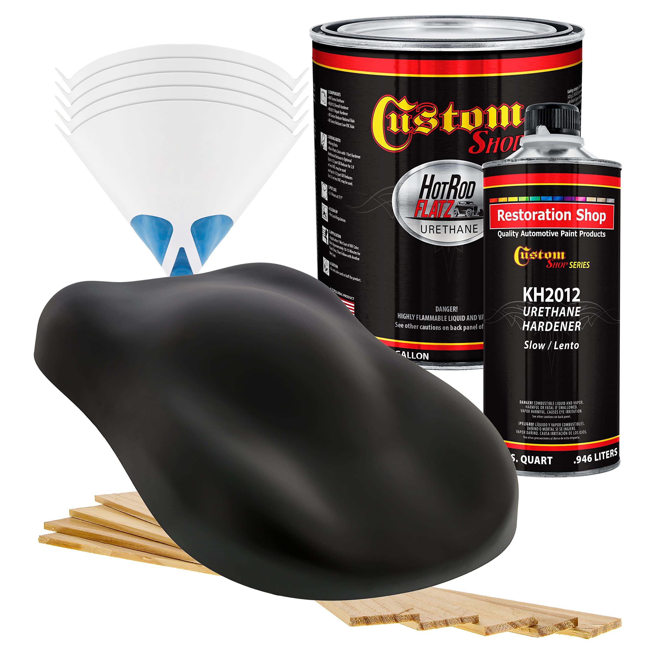 Custom Shop - Hot Rod Black - Hot Rod Flatz Flat Matte Satin Urethane Auto Paint - Complete Gallon Paint Kit - Professional Low 