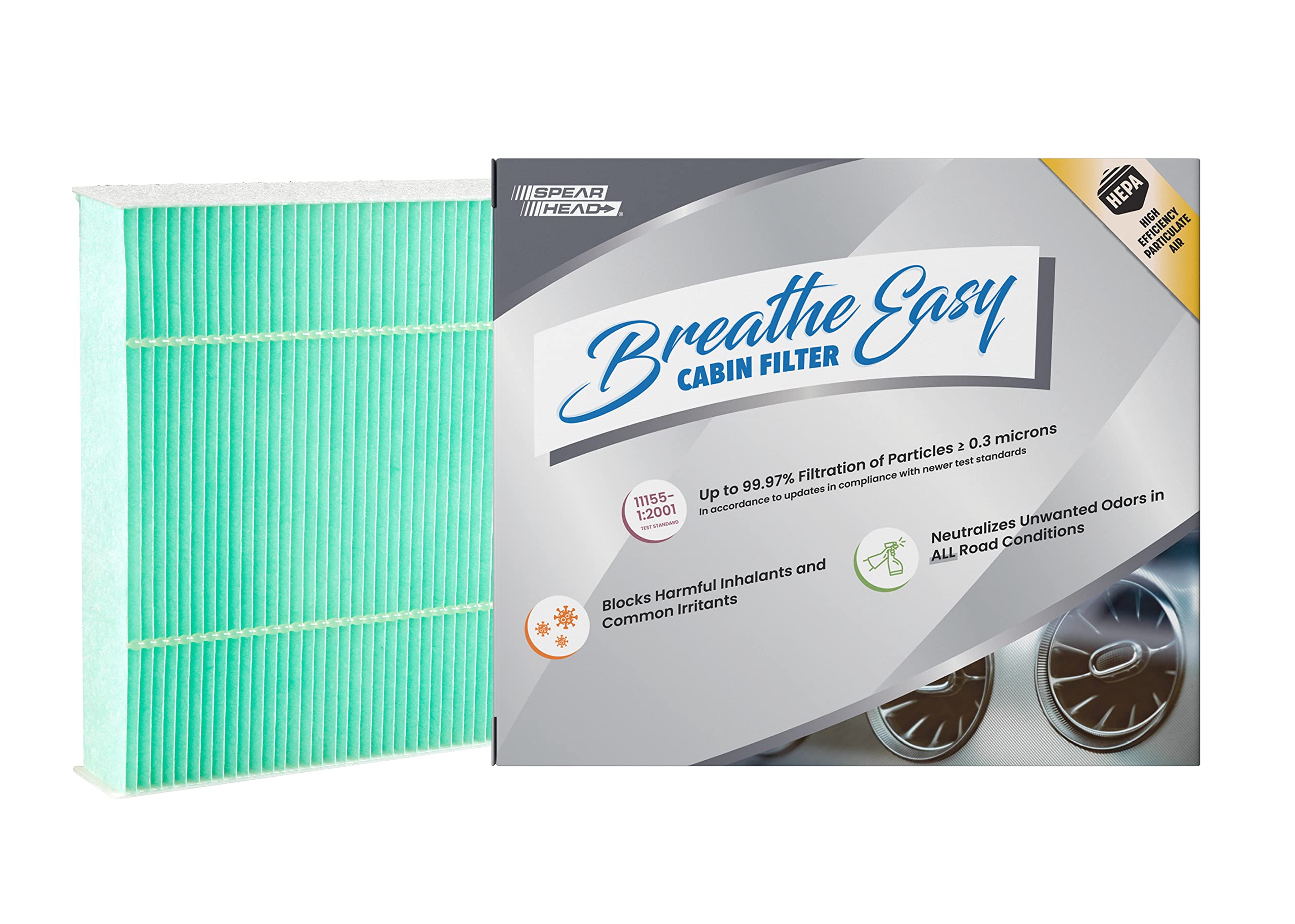 Spearhead Hepa Breathe Easy Cabin Filter, Up To 99.97% Filtration Of 0.3 Micron Particles W/No Airflow Reduction (Be-743H)