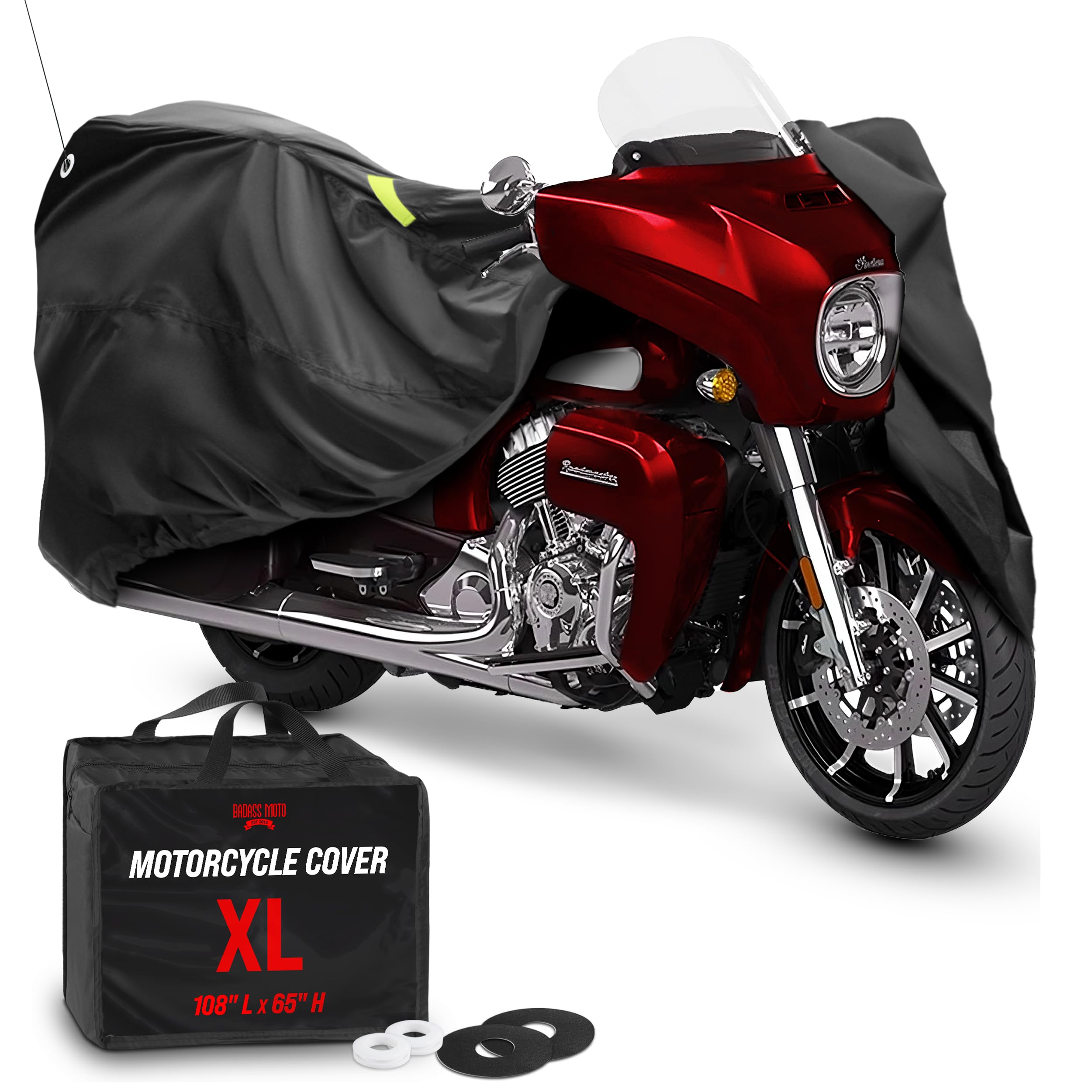 Badass Moto - Extra Large Motorcycle Cover Waterproof Outdoor, Heavy Duty Motorcycle Cover, For Harley Davidson Motorcycle Cover