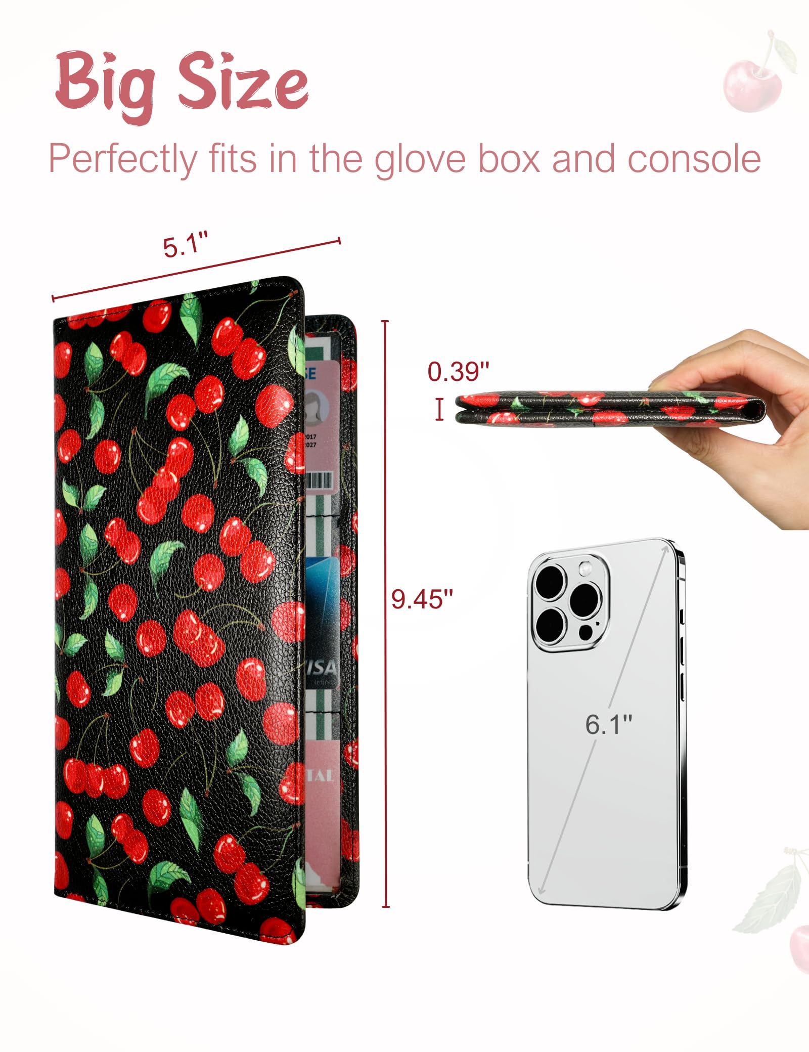 Mymazn Car Registration And Insurance Holder, Pu Leather Glove Box Car Organizer With Magnetic Closure, Car Document Holder For