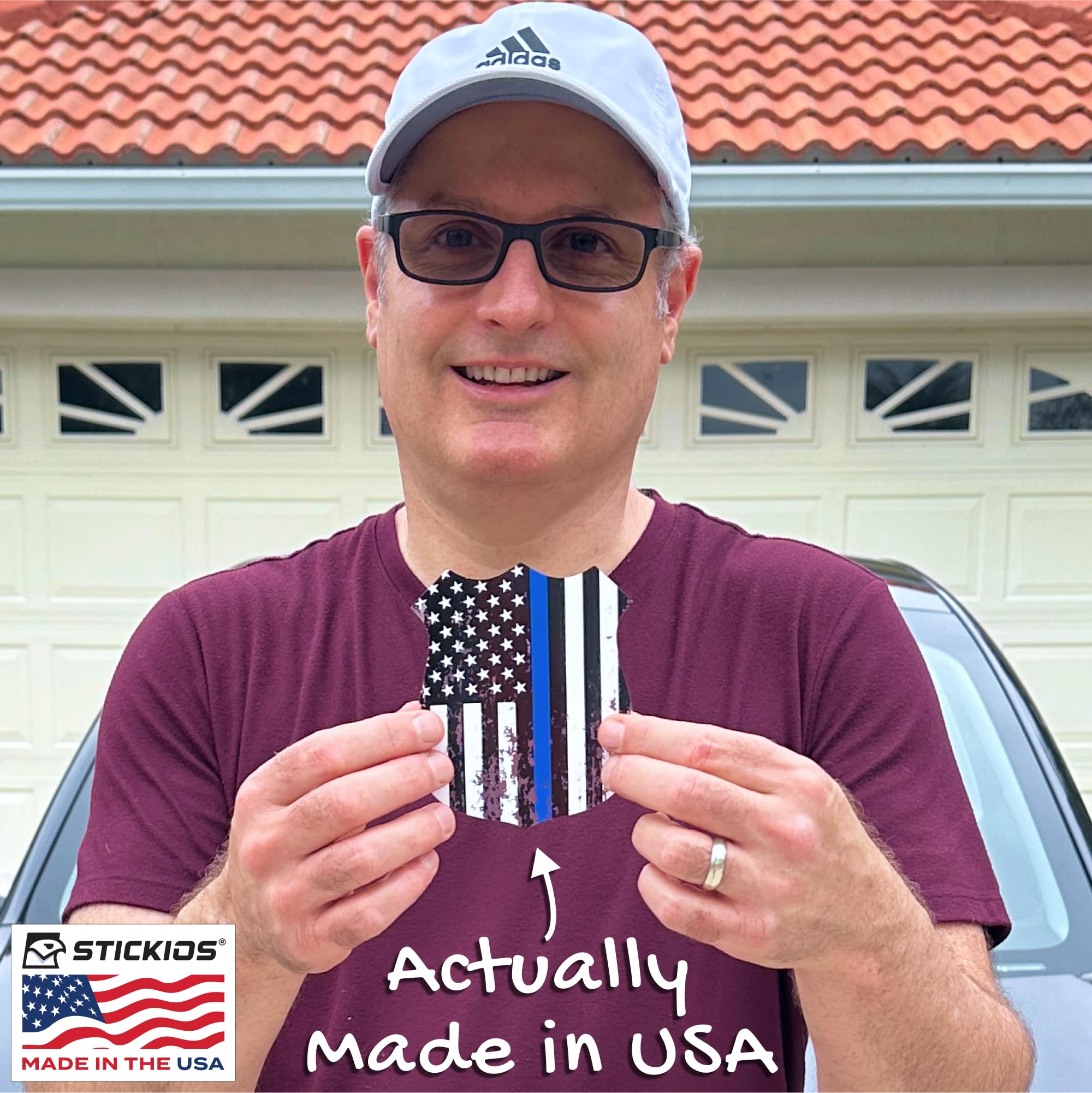 Stickios Thin Blue Line Badge Sticker - Back The Blue American Flag Decal - Support Police Sticker for Cars, Trucks & Windows -