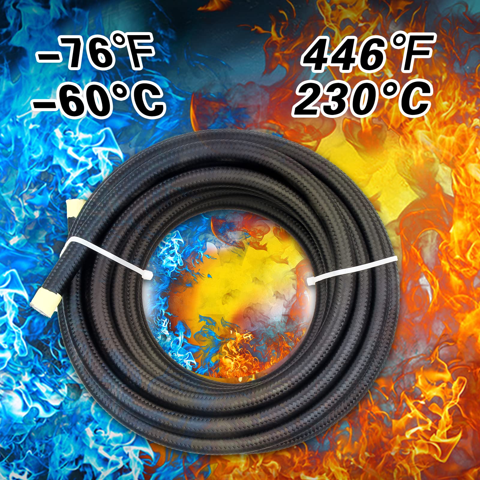 Medoon 6AN PTFE Fuel Line Kit, 5/16'' Nylon Stainless Steel Braided, LS Swap EFI E85 Injection Fuel Hose Fitting 20FT