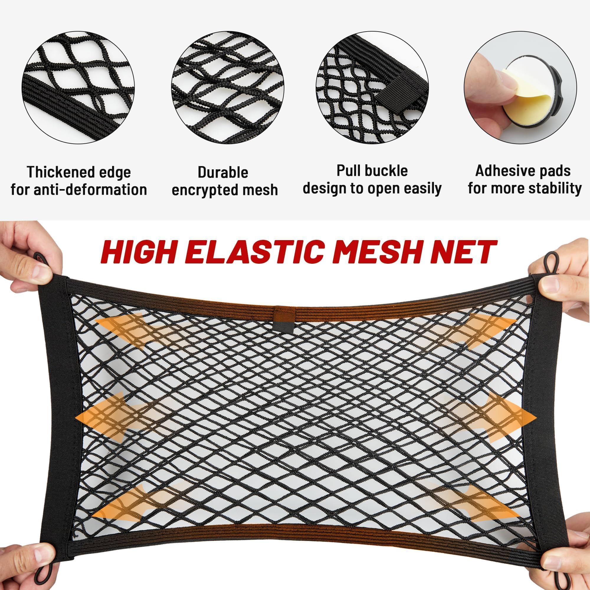 Red Wolf 2 Pcs Small Cargo Net Pocket Elastic Mesh Netting Car Mesh Pouch For Trunk Rv Boats Home Cargo Storage With Screws And