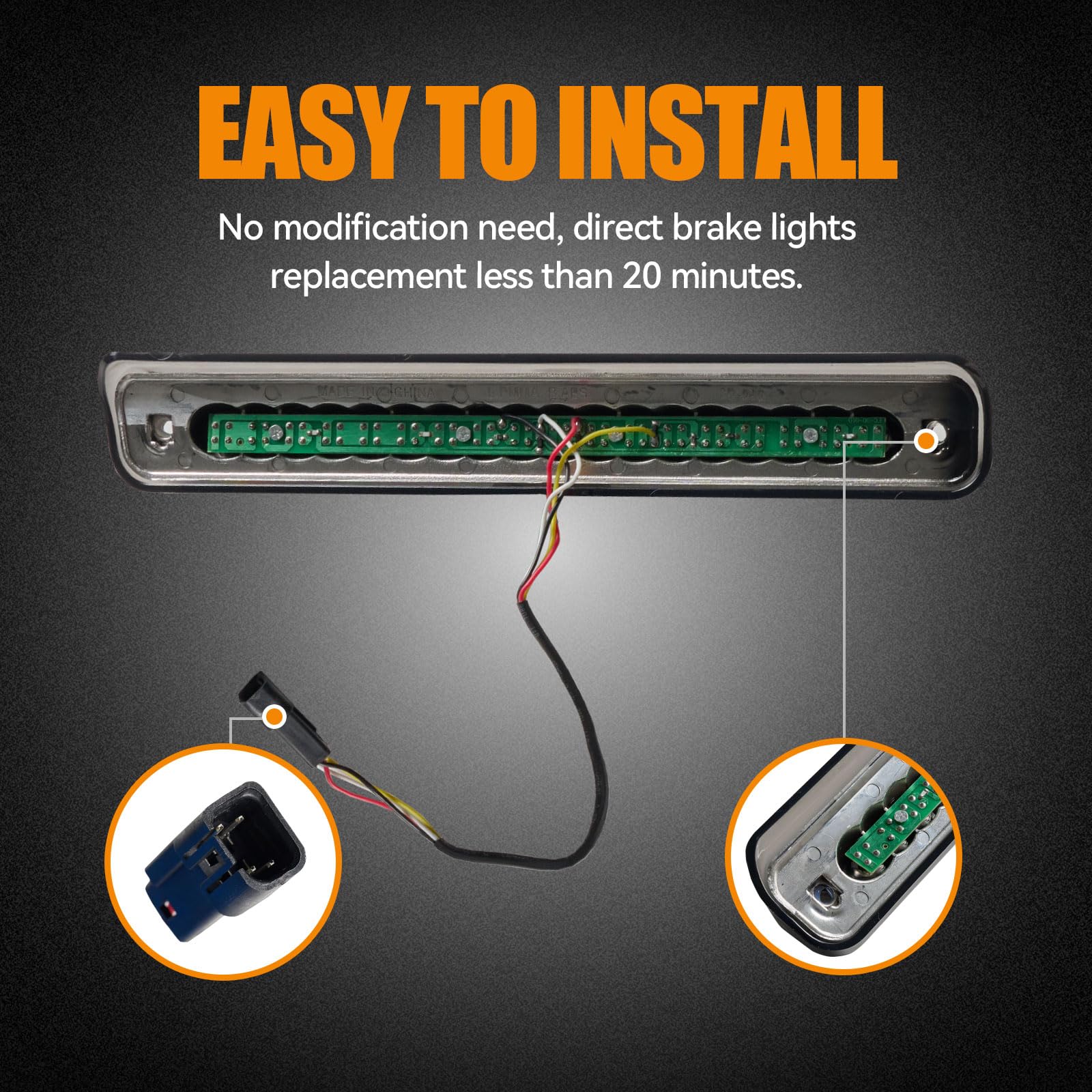 Cxdar Third 3Rd Brake Light Led For 1988-1999 Chevy/Gmc C1500 C2500 K1500 K2500 Silverado Blazer, High Mount Rear Brake Lights A