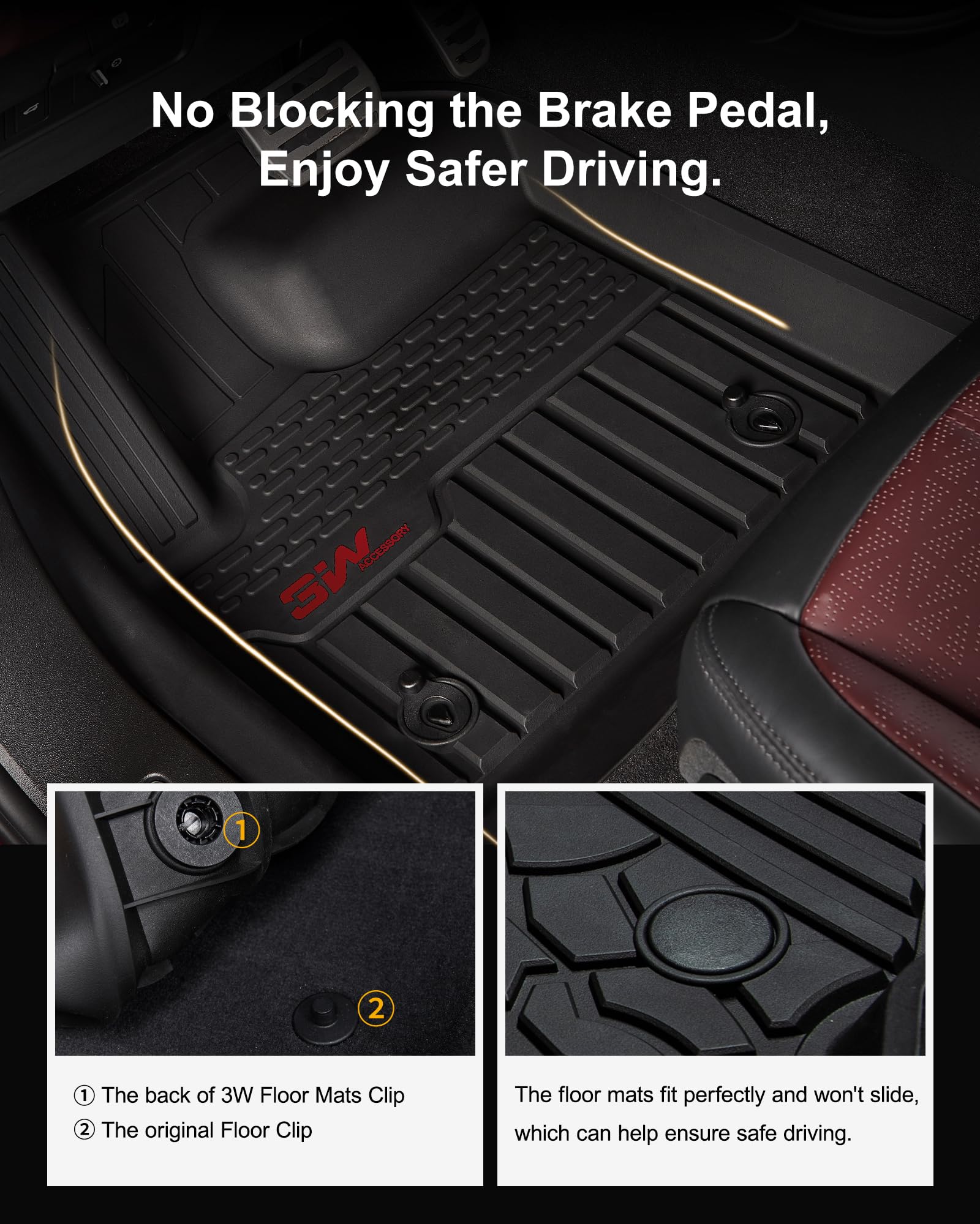 3W Floor Mats Fit For Land Rover/Range Rover Evoque 2020-2024 2025, Tpe All Weather Custom Fit Floor Liner,1St & 2Nd Row Full Se