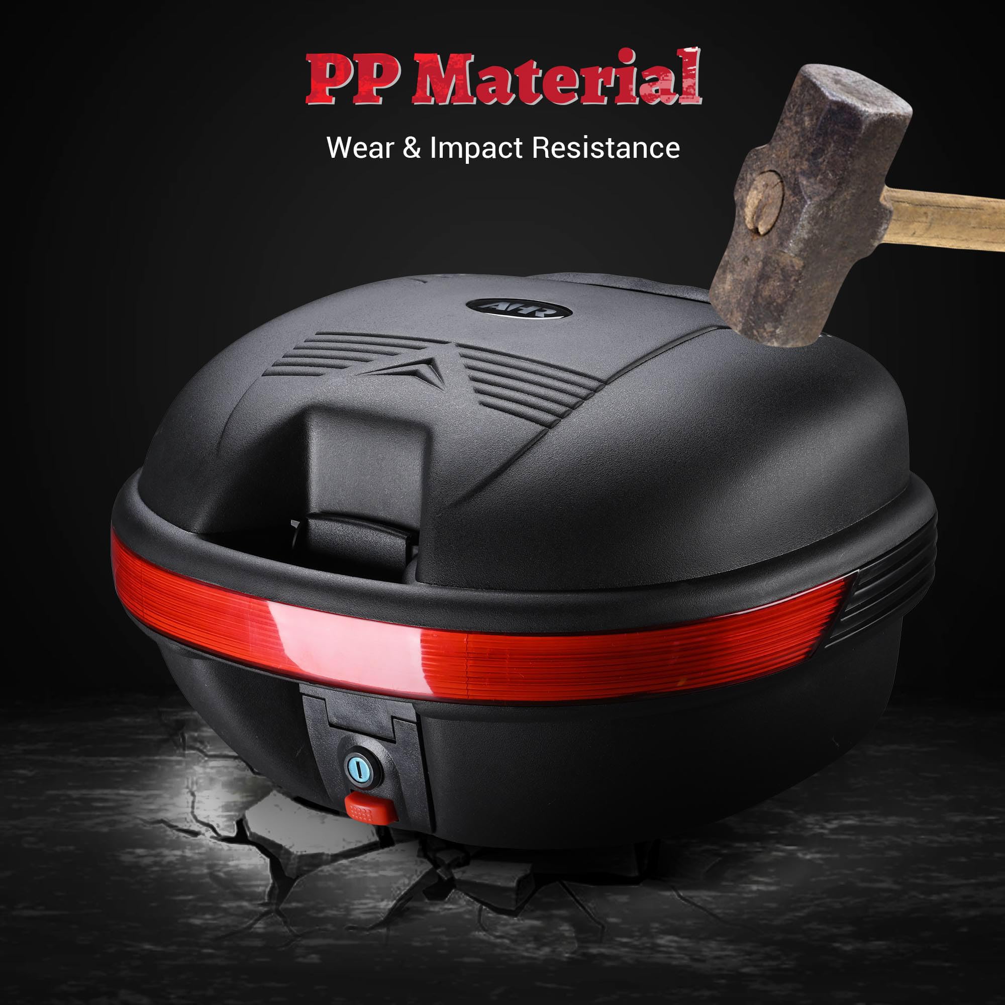 Yescom Ahr 30L Motorcycle Top Case Trunk Black Tail Box Scooter Tour Motorcycle Storage Box Carrier With Lock For Helmet Luggage