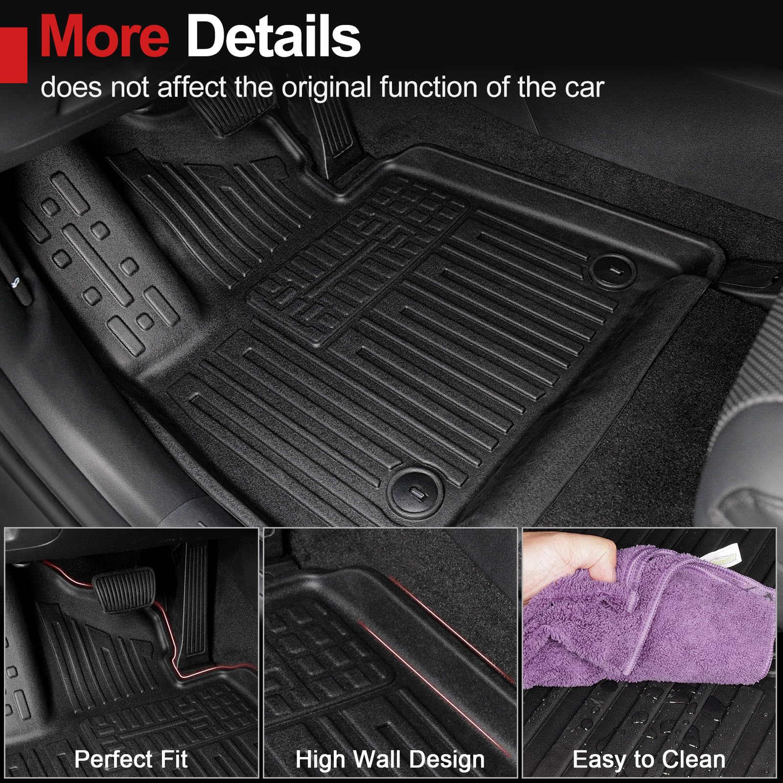 Houclemic Floor Mats For 2024 2025 Hyundai Santa Fe-All Weather Cargo Mat With Backrest Mat For 2025 Hyundai Santa Fe Calligraph