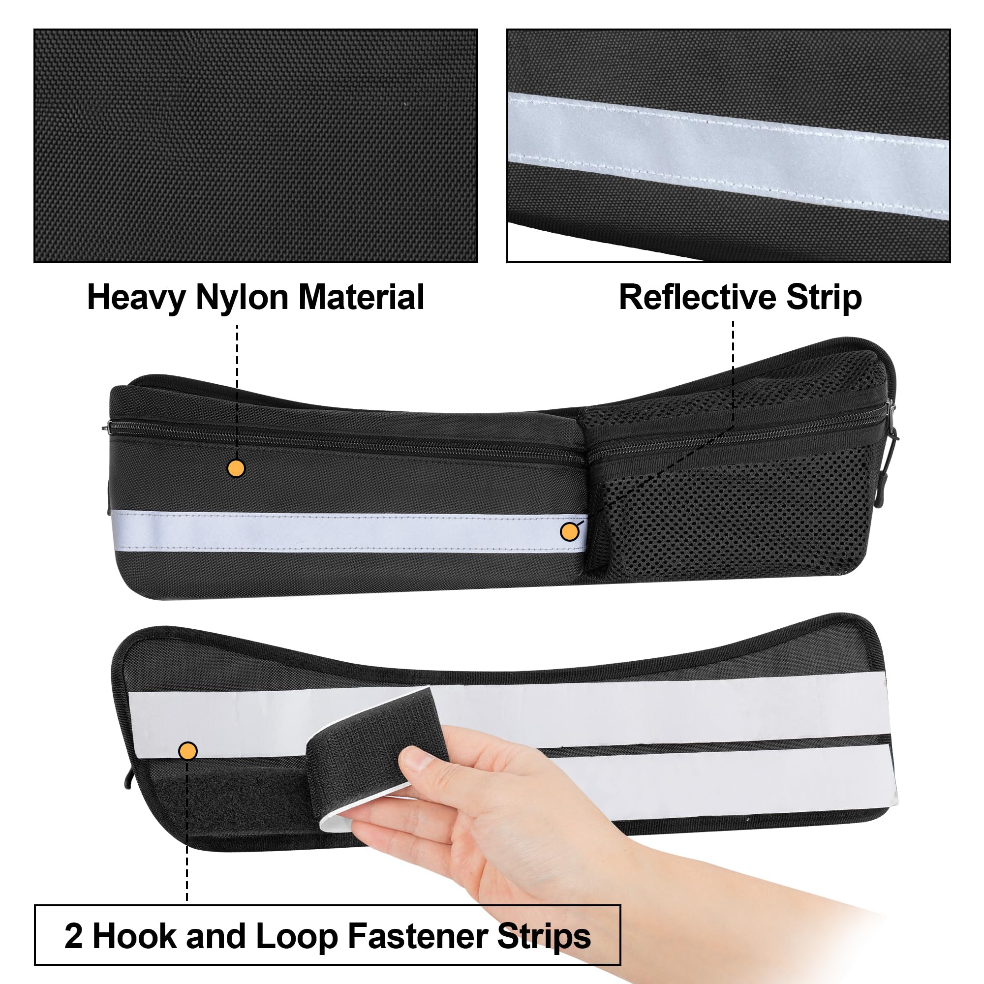 Rexmica 2pcs Hard Saddlebag Lid Organizers, Universal Saddlebag Lid Organizer Pouch Set 19.3'' Long Compatible with Harley David
