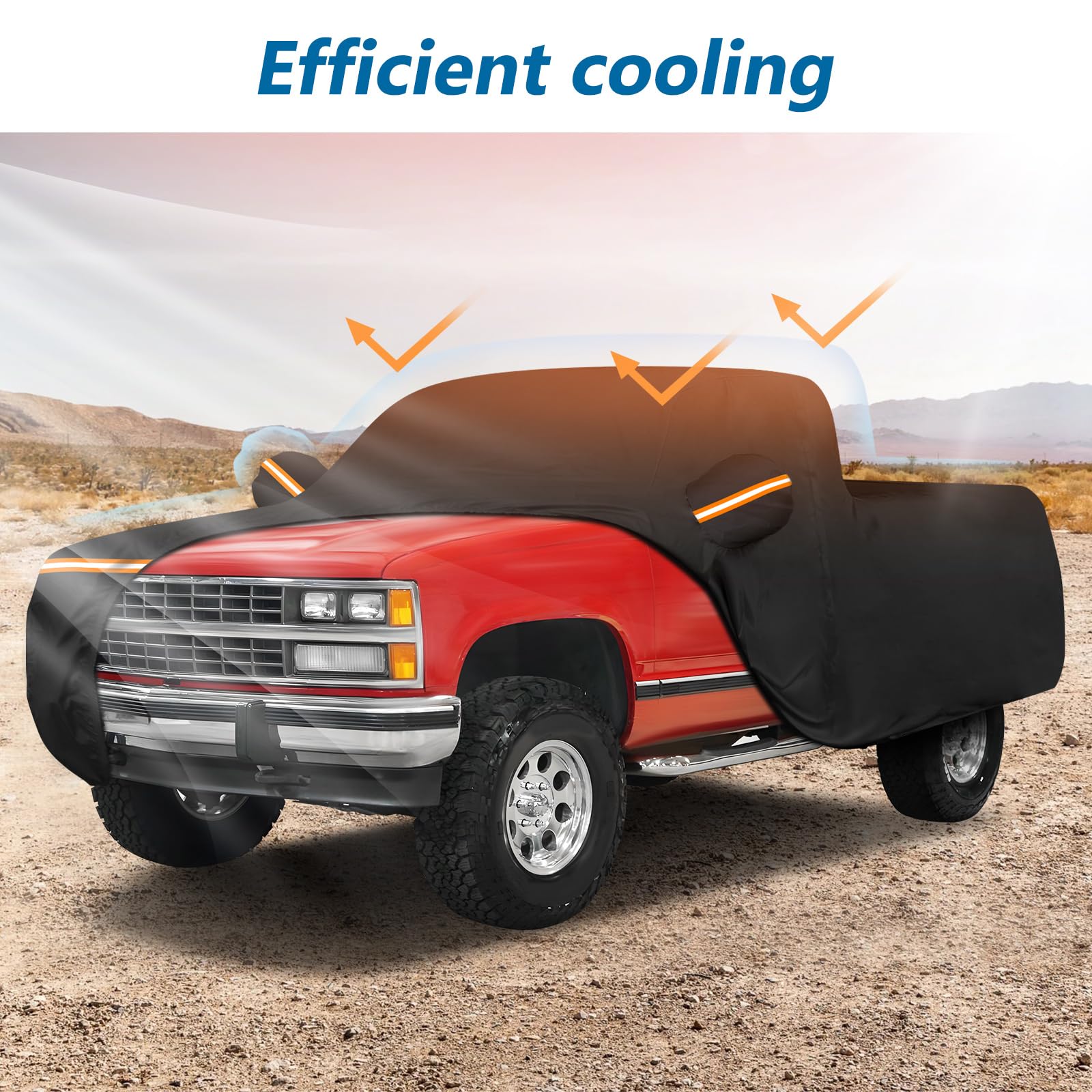 Car Cover For Chevrolet C/K 1500/2500/3500 1988-1999, Waterproof 210D Oxford Cloth And Cotton Cover Outdoor Full Car Covers With