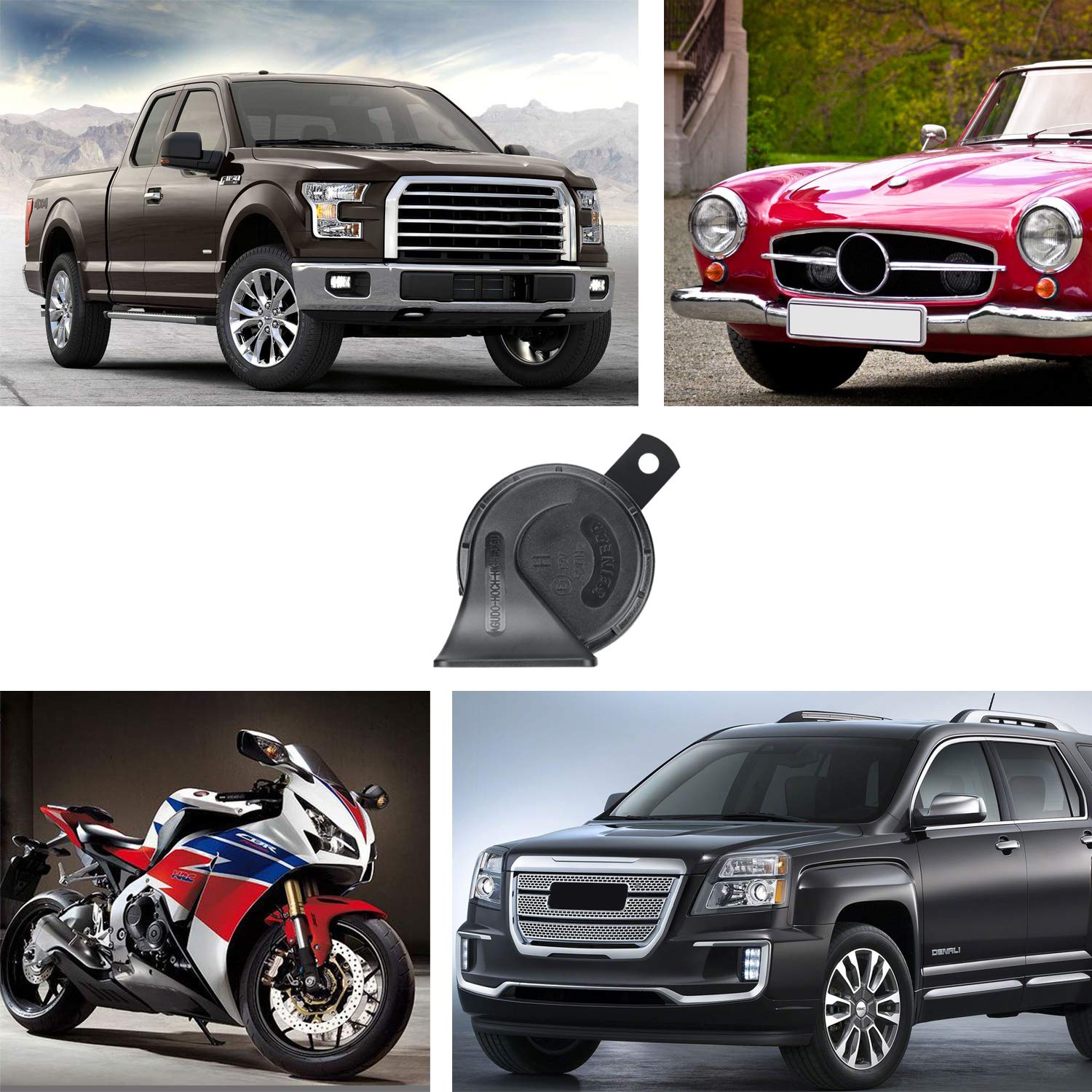 Seineca Car Single Horn Loud Waterproof 12V High Tone Snail Electric Horn For Motorcycle Pickup Rv Suv Mpv Van Electric Scooter. (Black High)