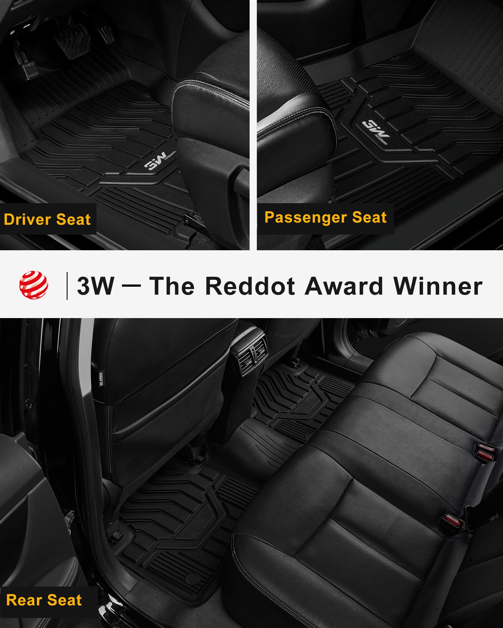 3W Floor Mats & Cargo Mats For 2021-2023 Nissan Rogue, Custom Fit Tpe All Weather Floor Liner Full Set 1St And 2Nd Row Car Mats