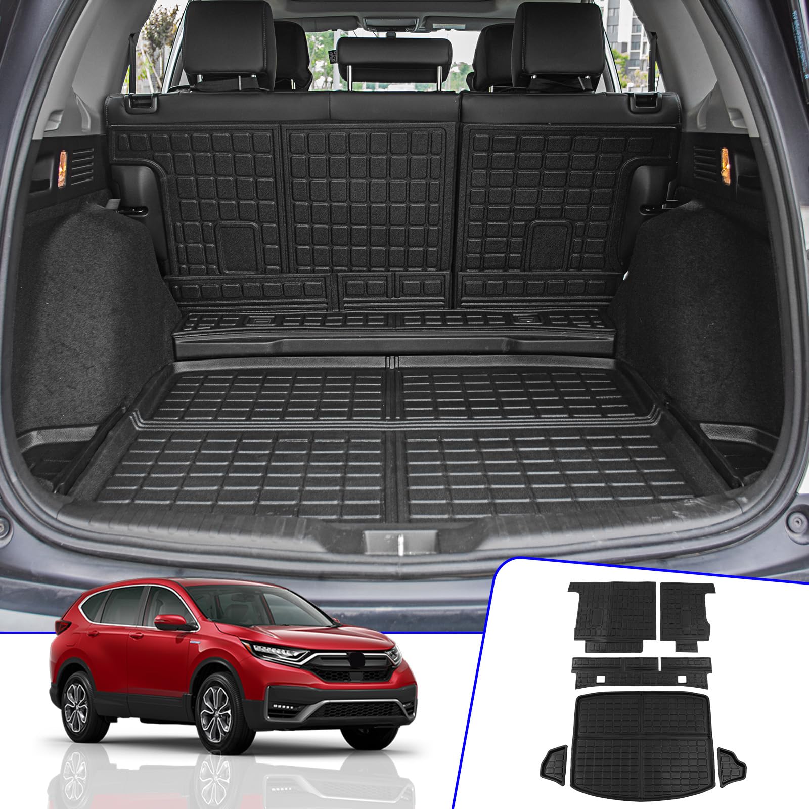 Rongtaod Cargo Mat Compatible With 2017-2022 Honda Crv Trunk Mat Cargo Liner Trunk Liner Tpe All Weather Seat Back Cover Protect