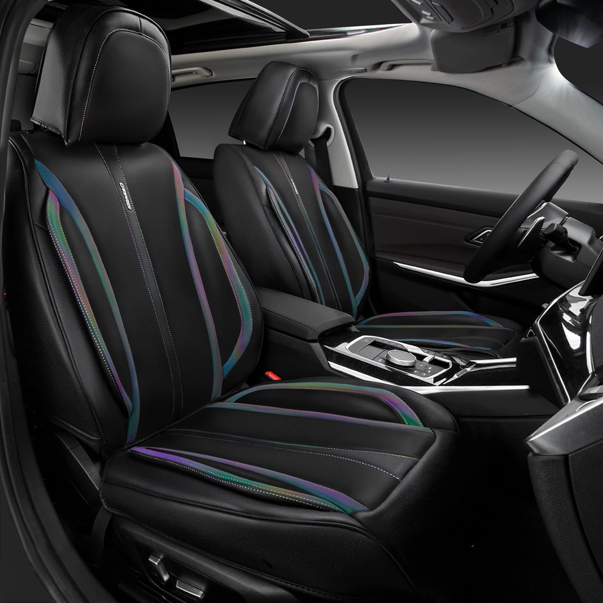 Car Pass Nappa Leather Car Seat Covers, Durable Waterproof Luxury Universal For Suv Pick-Up Truck Sedan, Anti-Slip Driver 5 Seat