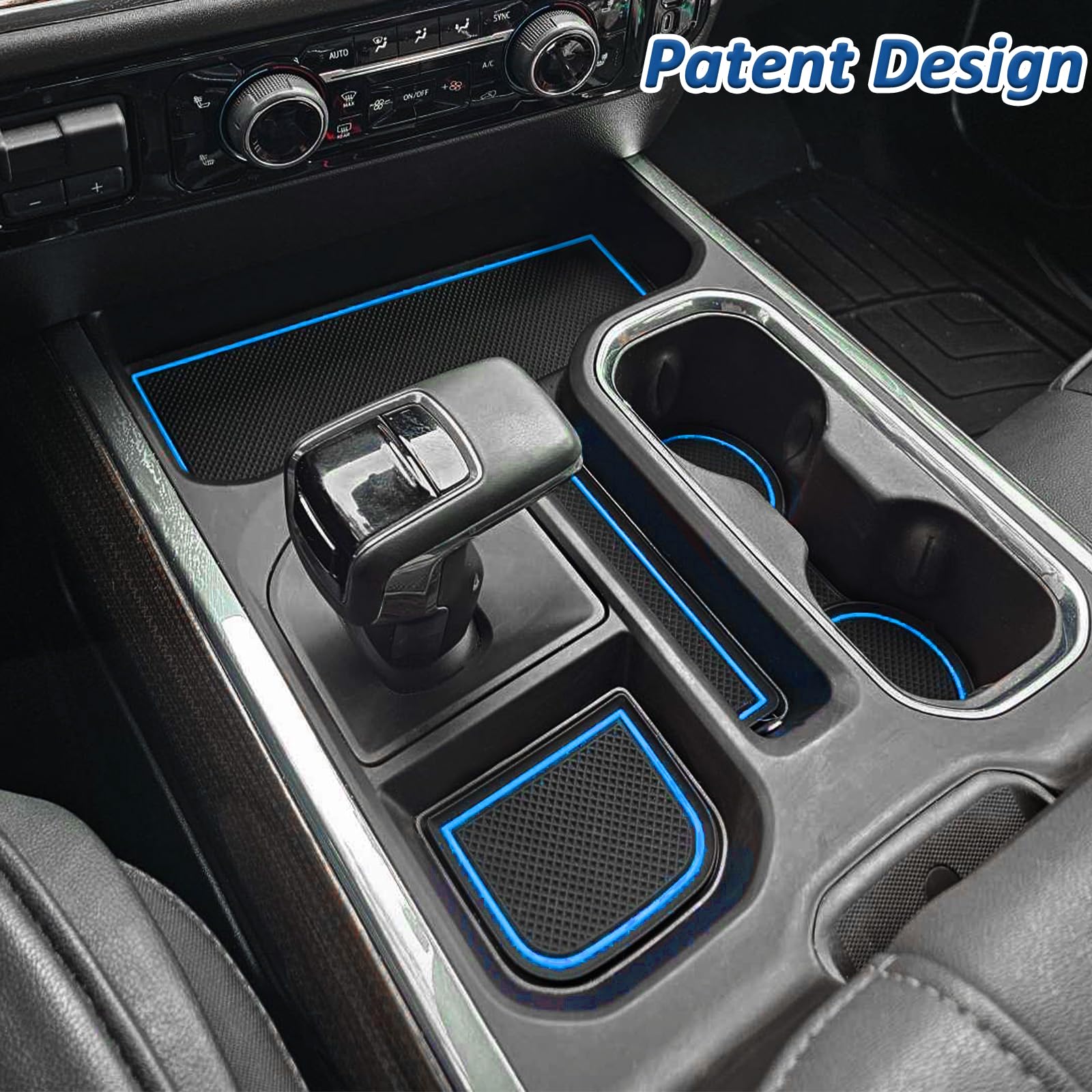 TOPINSTALL Blue 7PCS Console Liners Compatible with 2023-2025 Chevy Silverado/GMC Sierra 1500 & 2022 Refreshed 1500 Models, Prem