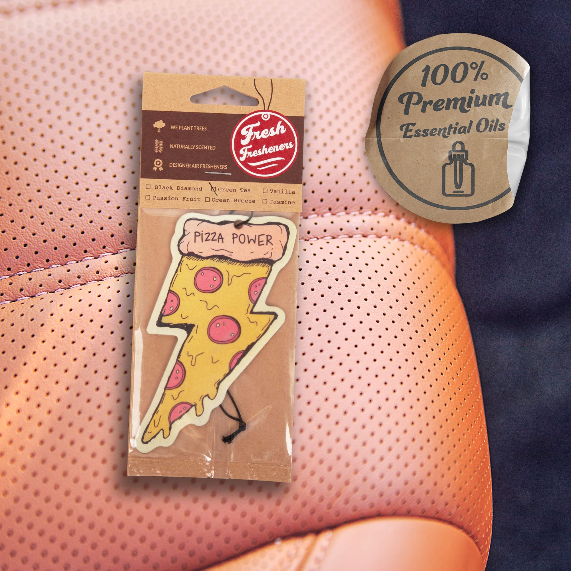 Pizza Car Air Freshener 3 Pack Scented With Essential Oils By Fresh Fresheners