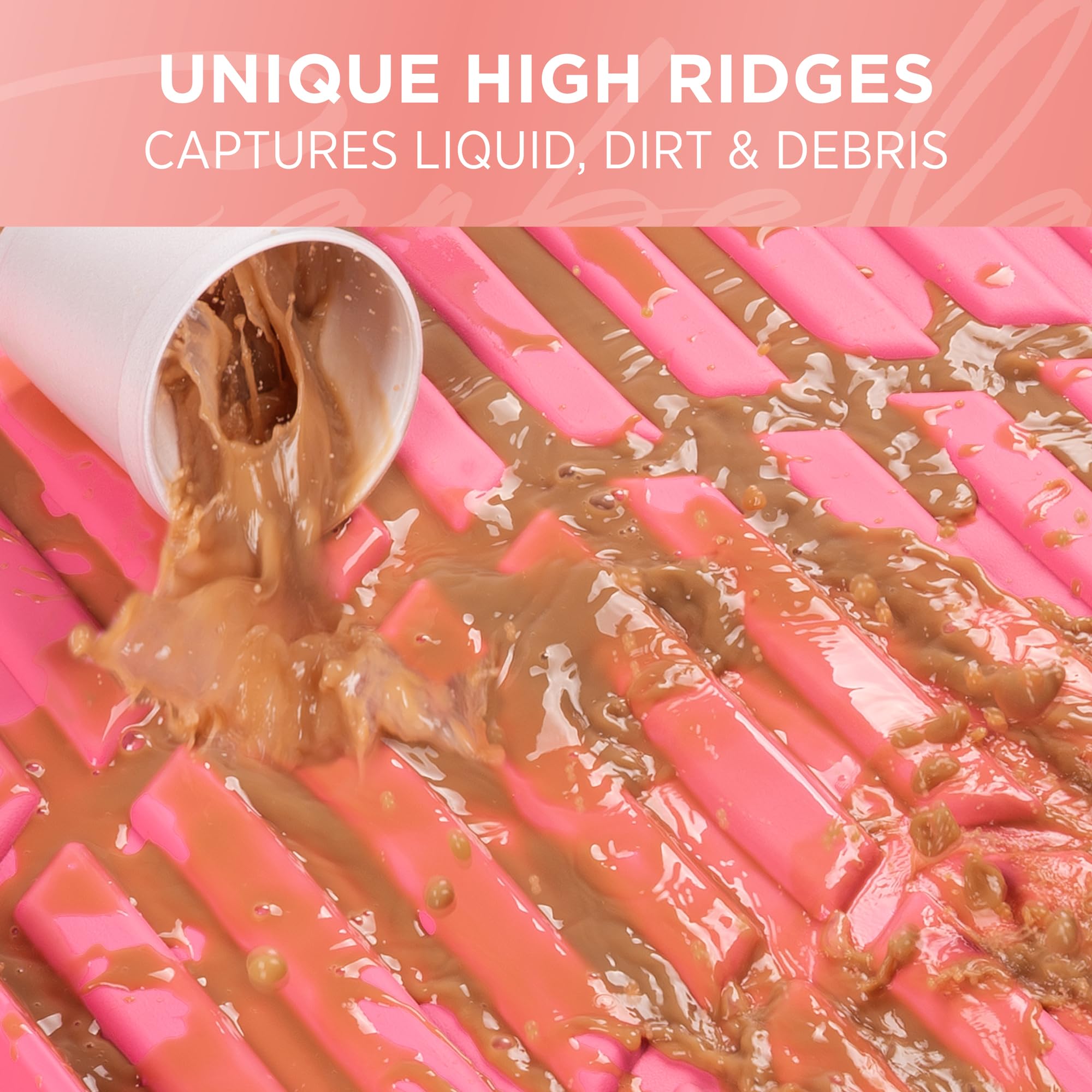 Carbella Rubber 4-Piece Pink Car Floor Mats - Universal Trim To Fit All Weather Pink Car Accessories - Girl Car Accessories For