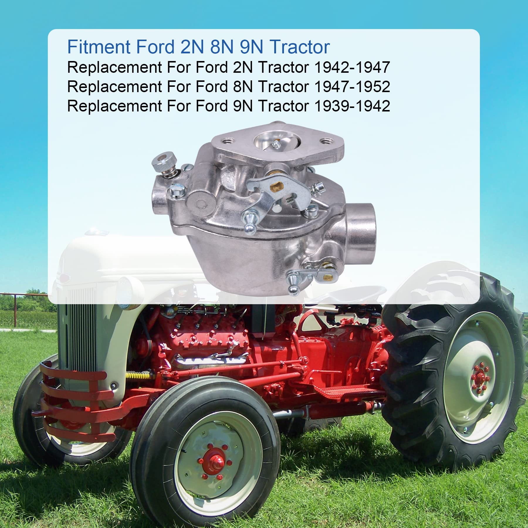 JDMSPEED New Heavy Duty 8N9510C-HD Marvel Schebler Carburetor with Gasket and Bolts Replacement For Ford Tractor 2N 8N 9N 1939-1