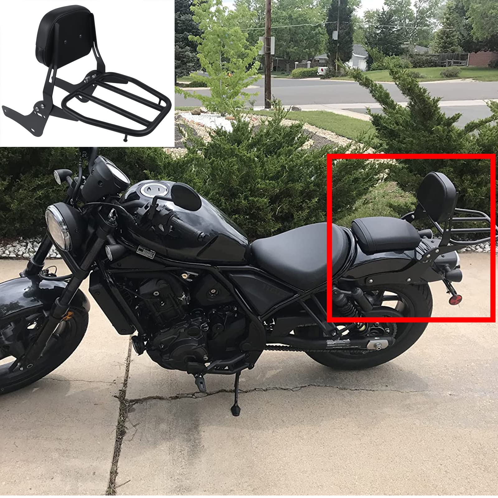 Worldmotop Motorcycle Sissy Bar Backrest Rear Passenger Seat For Honda Rebel Cmx1100 Cmx 1100 2021 2022 Detachable Backrest (For