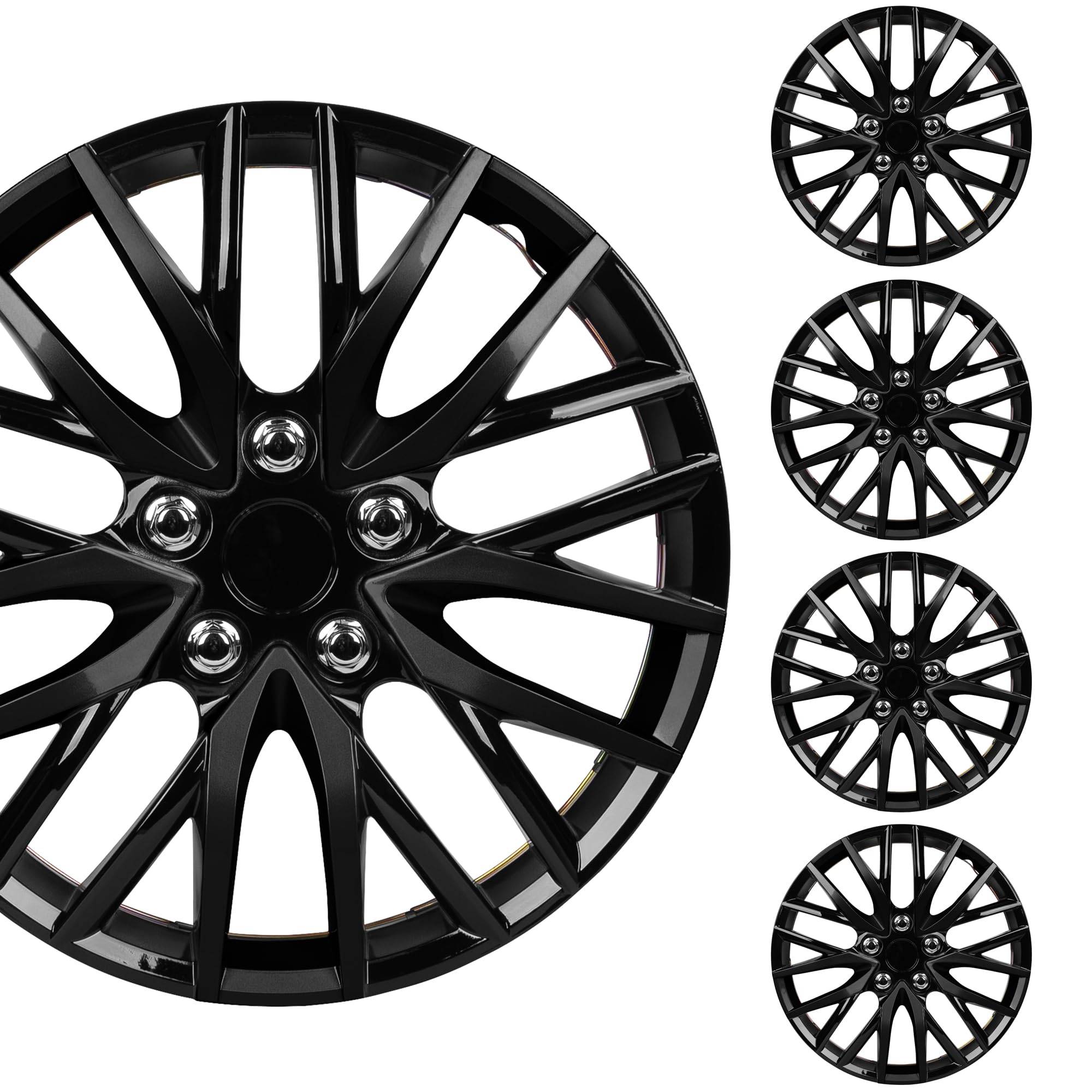 Bdk (4-Pack) Premium Black Hubcaps 16'' Wheel Rim Cover Hub Caps Oem Style Direct Replacement Snap On Car Truck Suv Van - 16 Inc