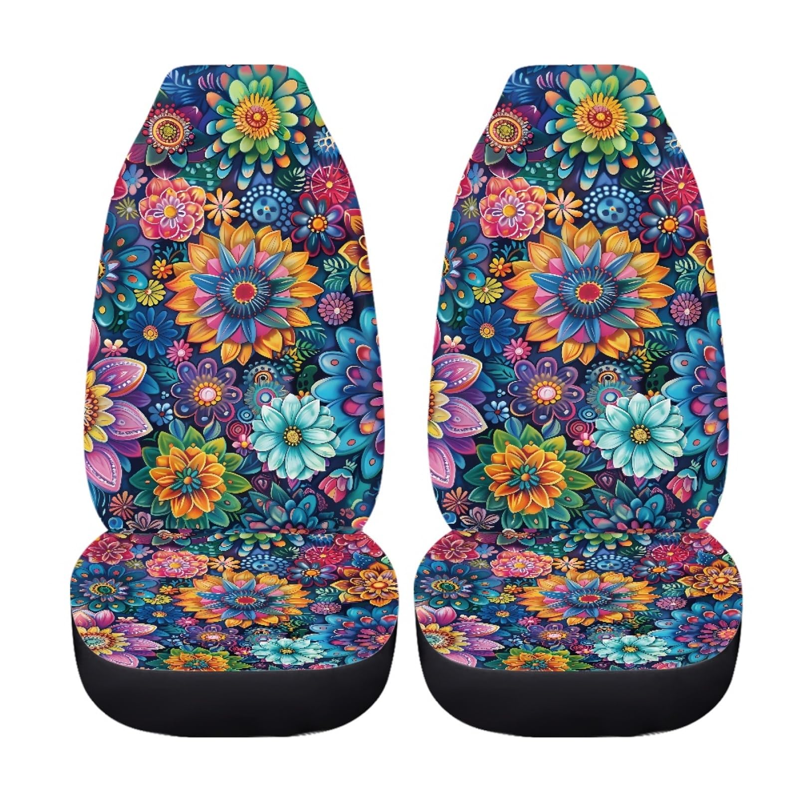 TOADDMOS Car Seat Covers Universal Fit Most Vehicles Boho Floral Blossoms 2 Packs Automotive Interior Accessories Fits Most Cars
