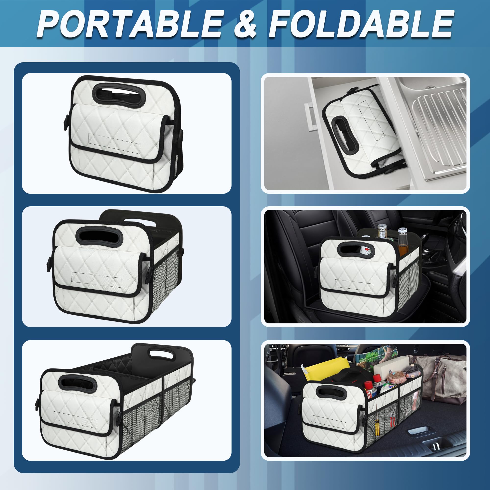 Deosk Trunk Organizer With 6 Pockets - Car Storage Accessory For Suvs, Minivans, And Trucks - 50L Waterproof Polyester (Medium,