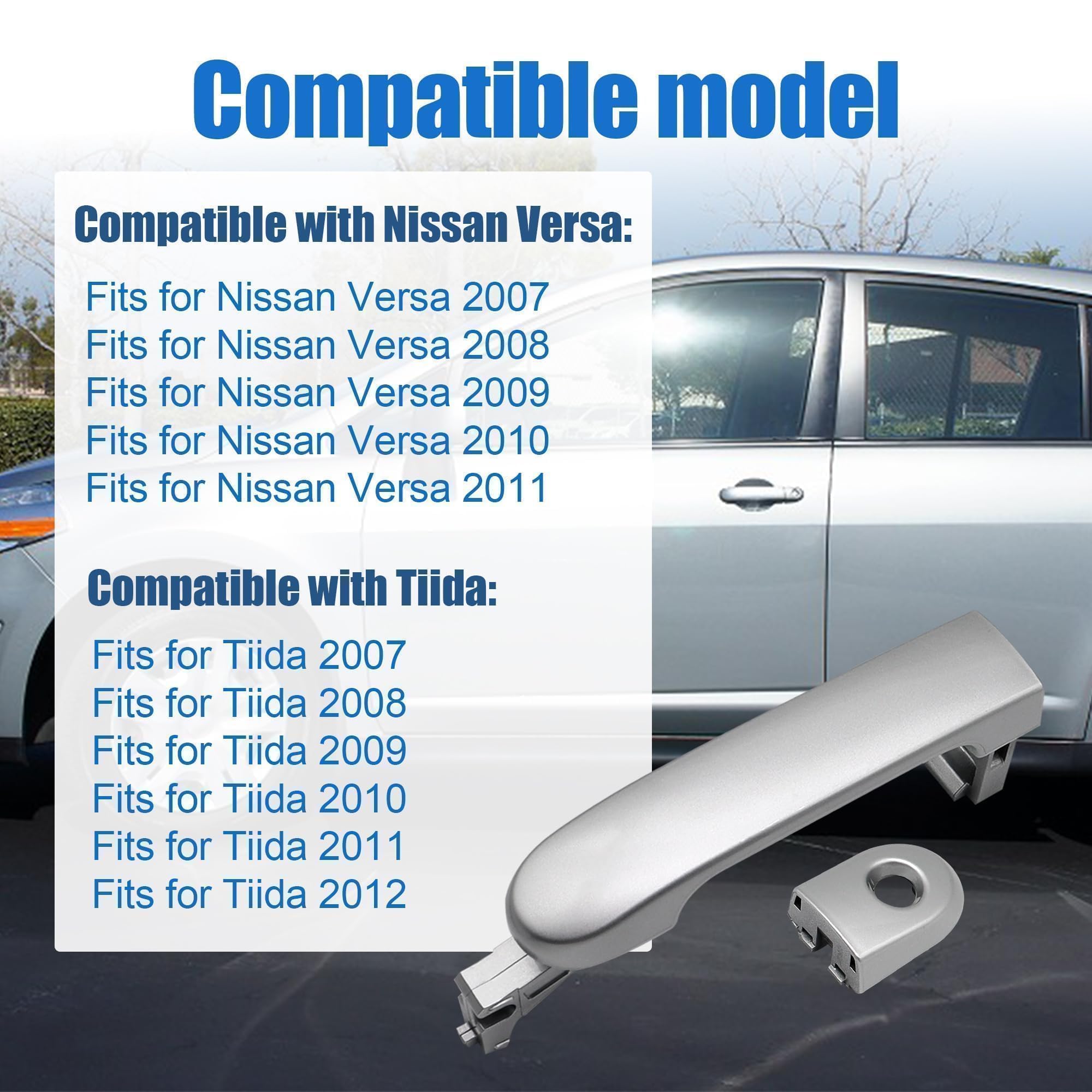 LoloWheat Door Handle with Keyhole Front Left Driver Side Exterior Door Handle Fit for Nissan Versa 2007-2011 for Nissan Tiida 2