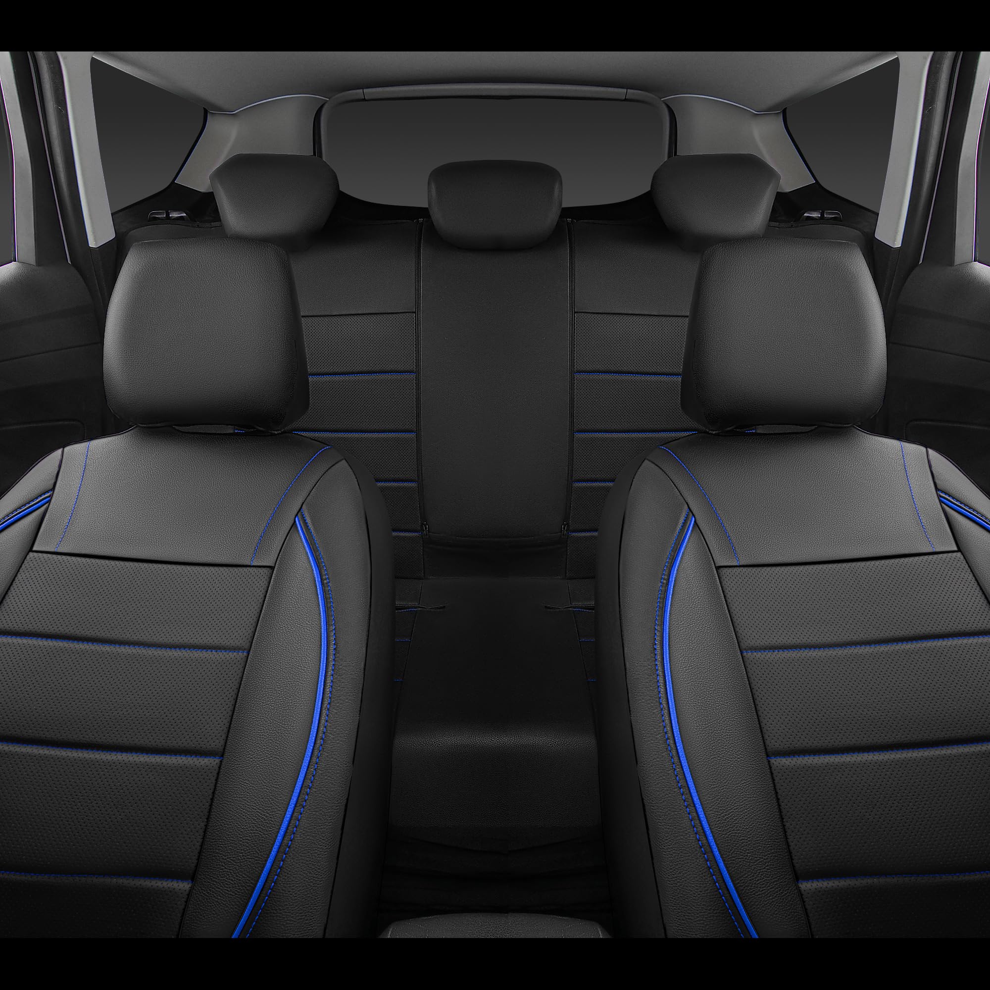 Car Pass Universal Fit Piping Leather Car Seat Cover, For Suvs,Van,Trucks,Airbag Compatible,Inside Zipper Design And Reserved Op