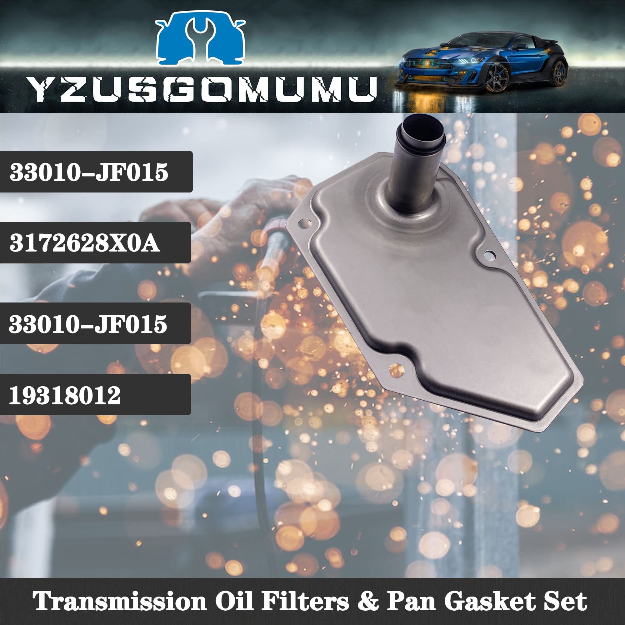 Yzusgomumu 33010-Jf015 Car 15 Hole 3Pcs Transmission Oil Filters & Pan Gasket Set Compatible With 2012-2019 Nissan Sentra Versa Note Maxima Swift Replaces 31726-28X0A 31726-3Jx0A Re0F11A 19318012