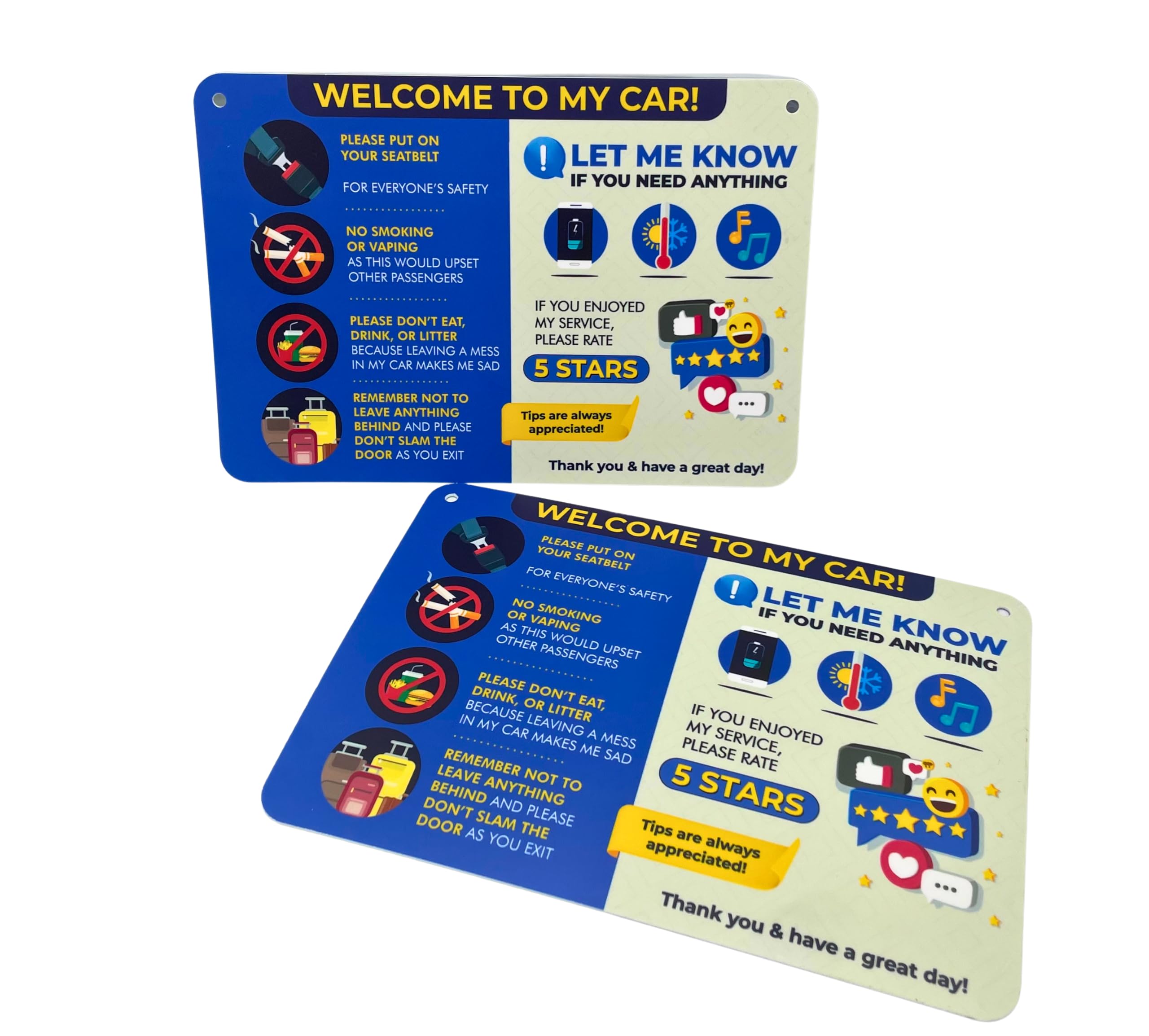 Nivrana Rideshare Car Sign 2-Pack - Better Customer Relations, Higher Ratings And More Tips With Universal Sign, Accessory For R