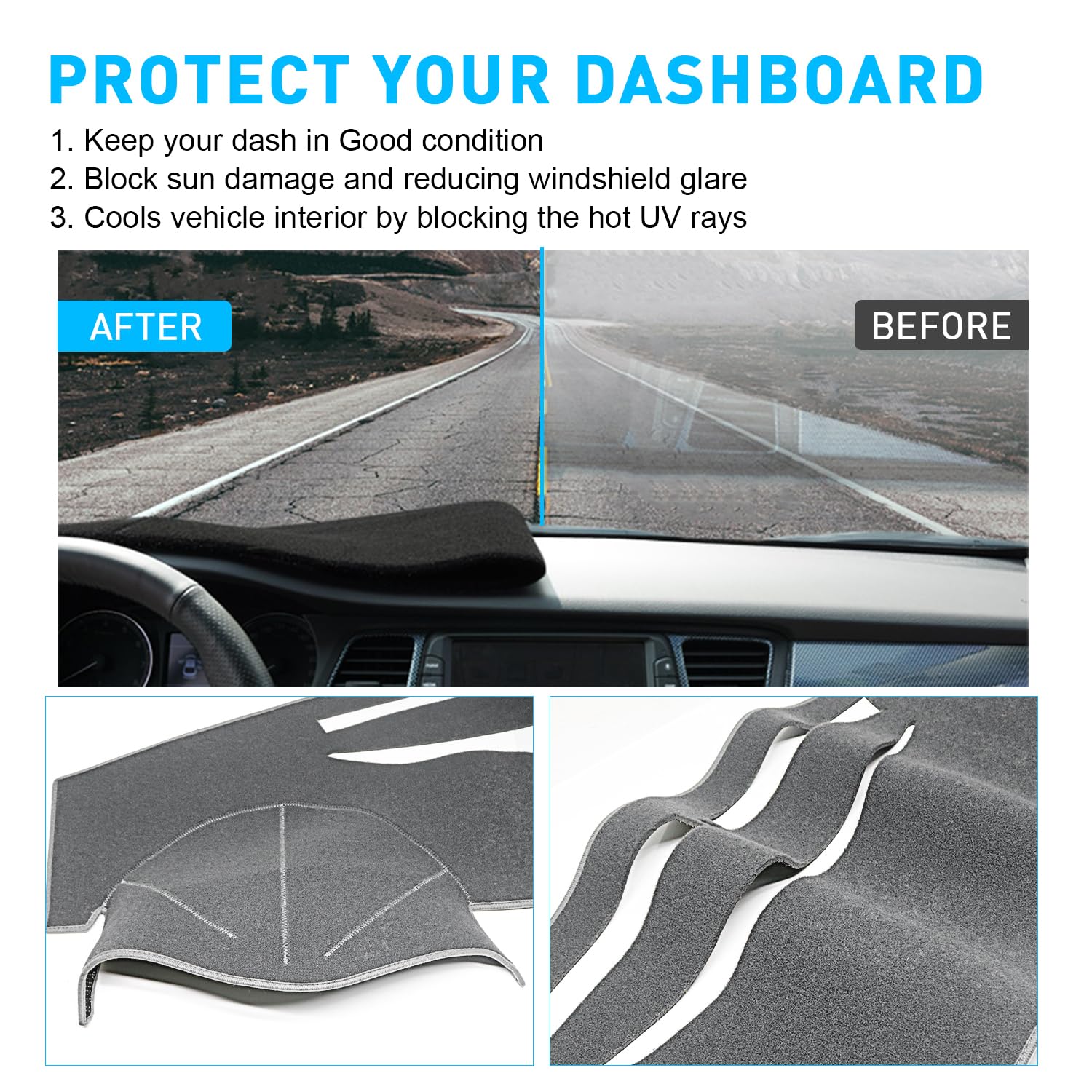 Remoch For Toyota Camry Accessories 2007 2008 2009 2010 2011 Dash Cover Dashboard Cover Mat Custom Fit Center Console Cover Suns