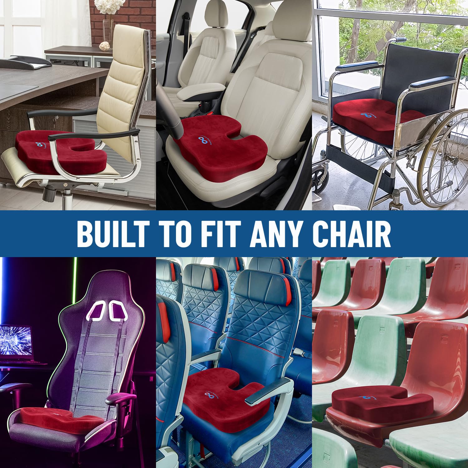 Everlasting Comfort Memory Foam Seat Cushion - Ergonomic Design For Long Trips - Compatible With Cars And Trucks