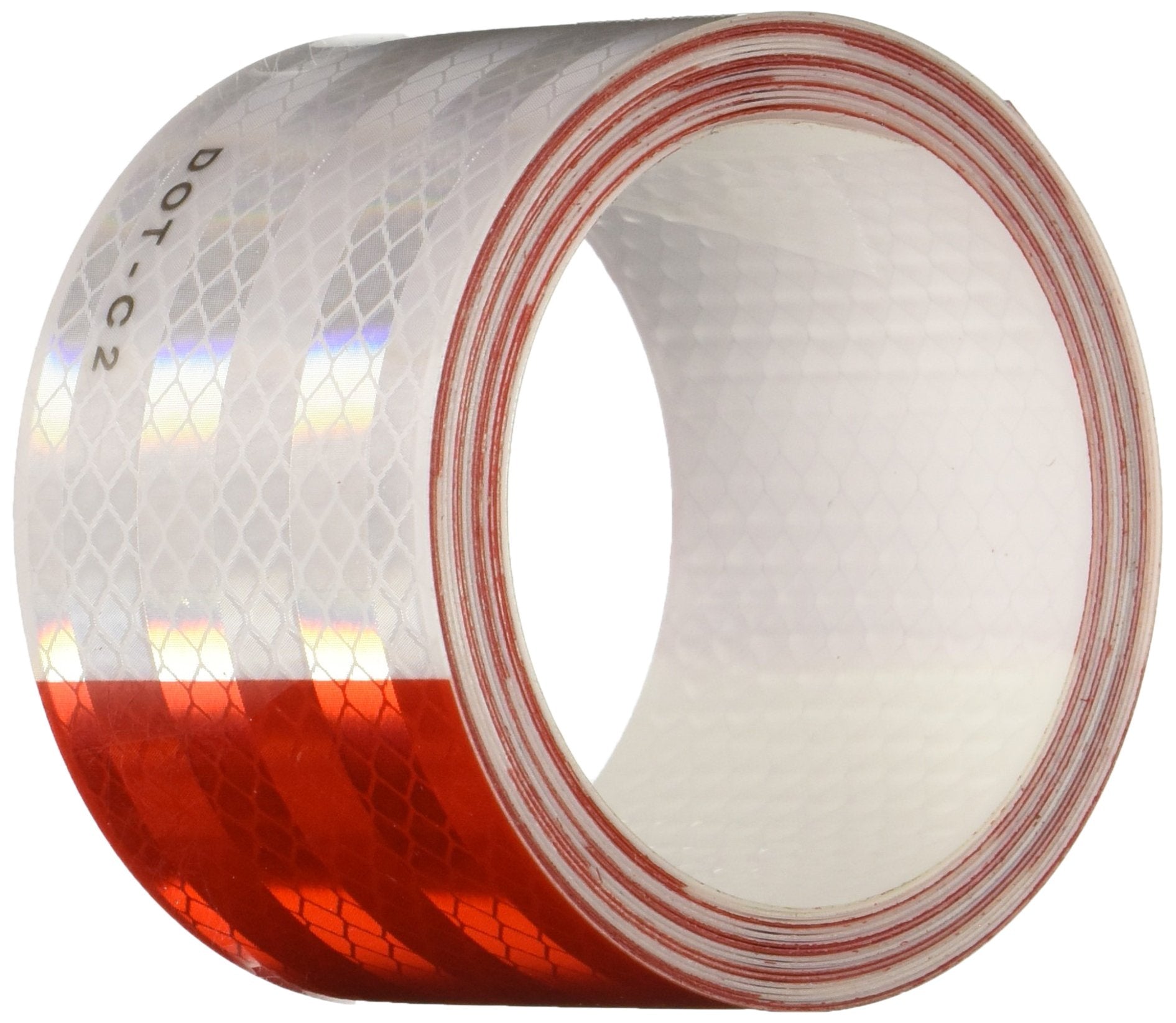 Safe Way Traction 2'' x 12' Roll 3M 983 Series Diamond Grade Conspicuity Trailer DOT-C2 Reflective Safety Tape Red & White 6   /