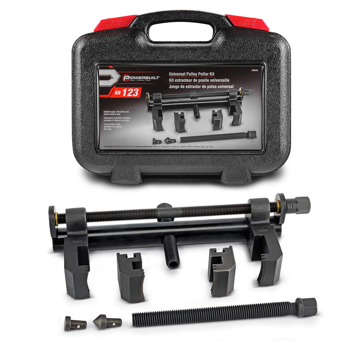 Powerbuilt Universal Pulley Puller Kit, Specialty Engine And Drive Train Tool Set, Remove Serpentine Pulleys, Service Car Vehicl