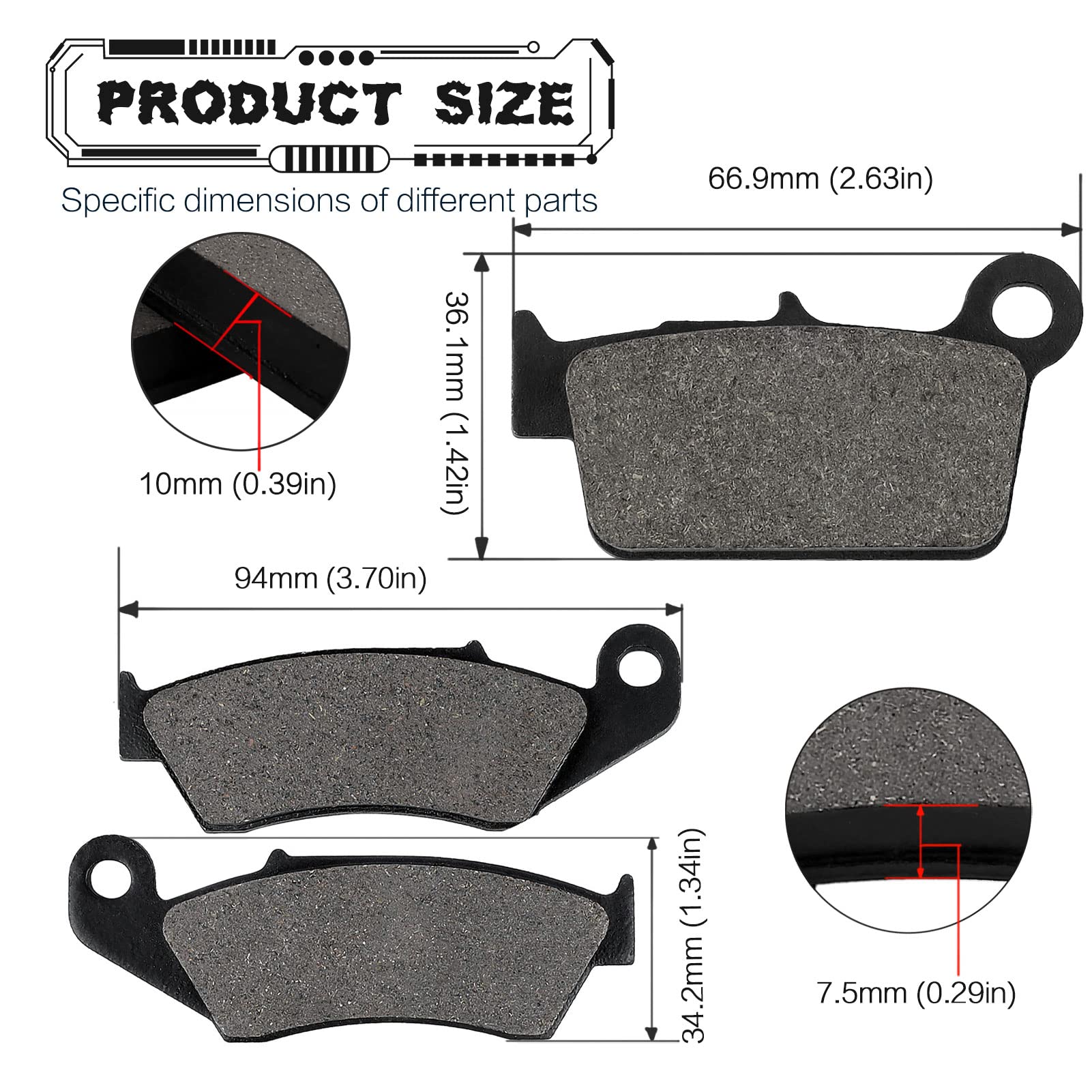 LOCOPOW Brake Pads for Kawasaki kx250F kx450F klx450r 2004-2022 Yamaha yz125 yz250 yz250f yz450f 2003-2007 wr250f wr450f wr250r