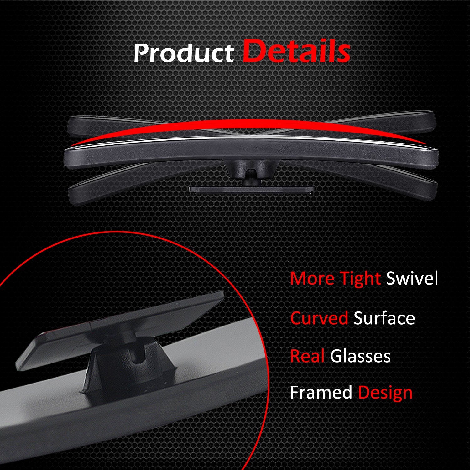 Ampper Rectangle Blind Spot Mirror, HD Glass ABS Housing Convex Wide Angle Rearview Blindspot Car Mirror for Car SUV and Truck (
