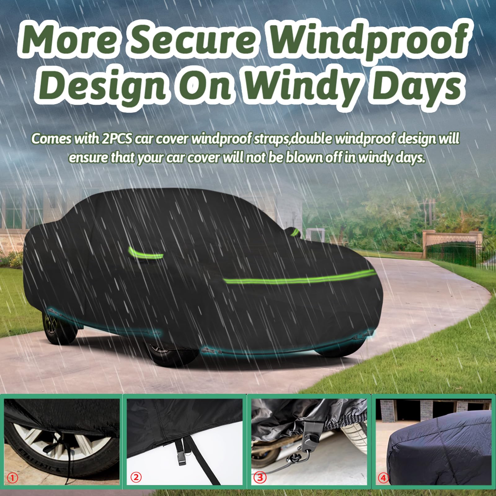 Beterny Car Cover For 2020-2025 Chevy Corvette C8, 6 Layers Waterproof All Weather Protection Heavy Duty Car Cover With Windproo