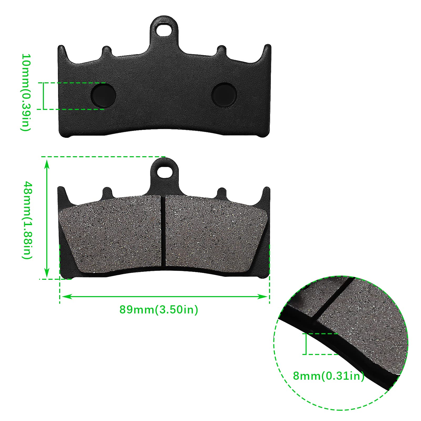 Locopow Sintered Brake Pads Compatible With Suzuki Hayabusa Gsx1300R 1999-2007/ Bandit 1200 Gsf1200S 2001-2005/Gsxr1100W 1993-1998/Gsxr750W 1994-1996/Tl1000R 1998-2003, Sintered Metal, Front And Rear