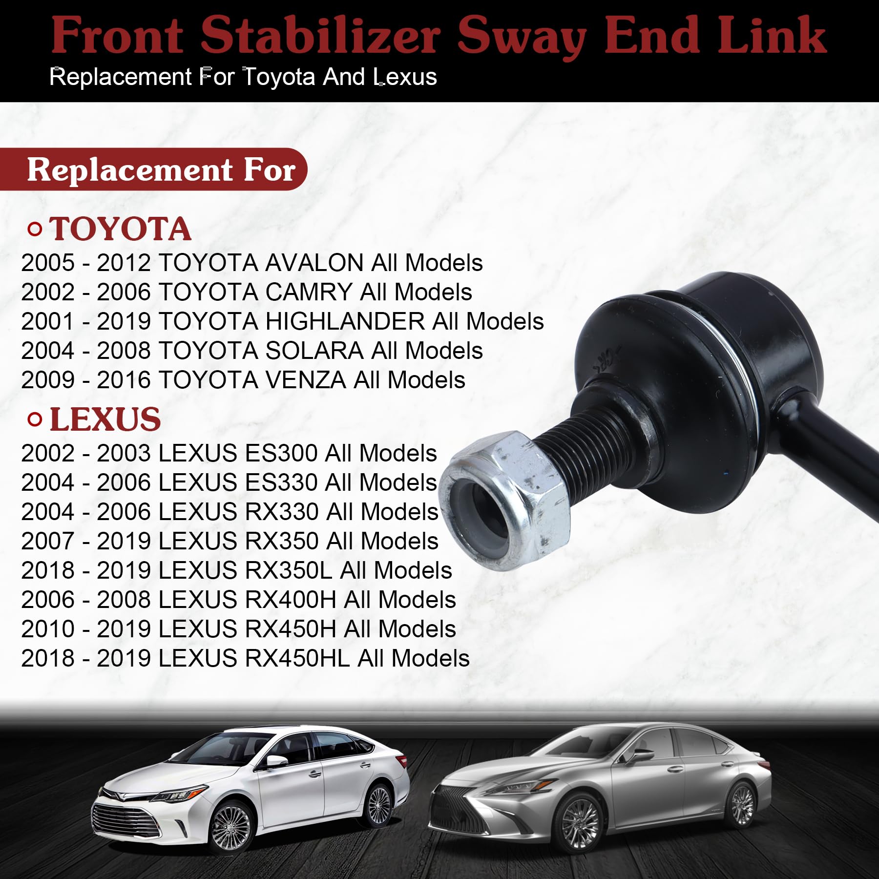 Stiueoav K90344 Sway Bar Link - Front Stabilizer End Link Compatible With 2002-2003 Lexus Es300?2004-2006 Lexus Es330/Rx330?2005